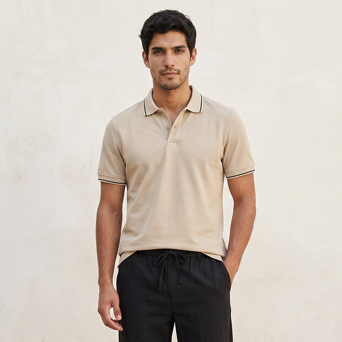 تيشيرت بولو بارز الملمس بأكمام قصيرة من سبلاش بيزك-men-clothing-tshirtsandpolos-polos-image-1