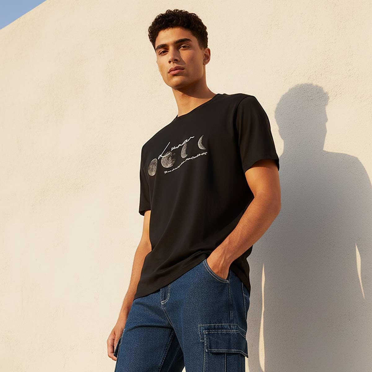 Splash Basic Slim Fit Crew Neck Short Sleeves Lunar Print T-shirt-PROMO_SP_KSA_3_BUY2FORSAR49_130625-image-1