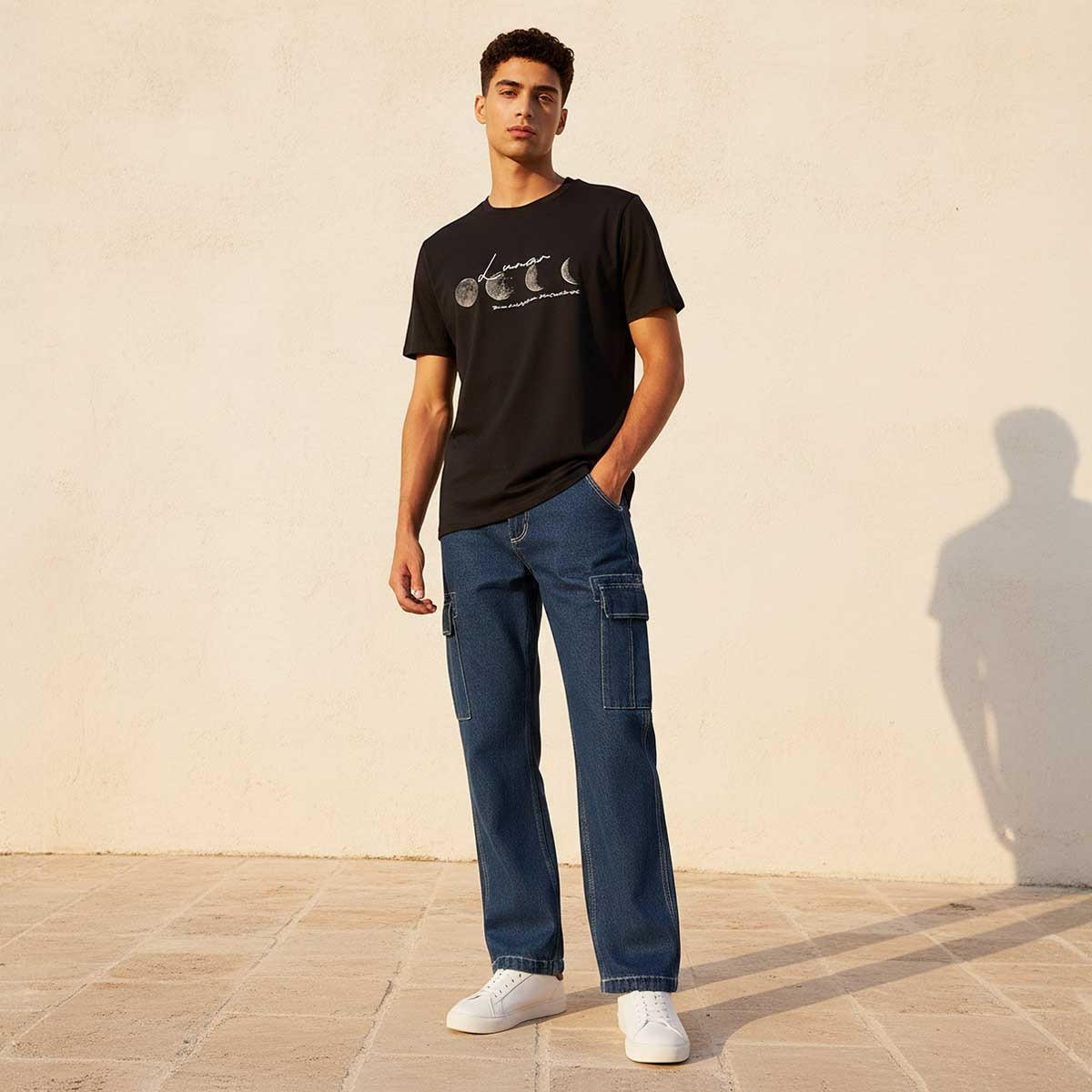 Splash Basic Slim Fit Crew Neck Short Sleeves Lunar Print T-shirt-PROMO_SP_KSA_3_BUY2FORSAR49_130625-image-3