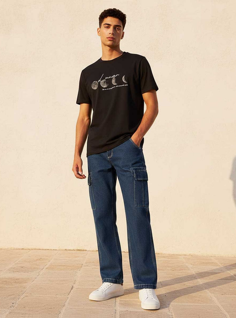 Splash Basic Slim Fit Crew Neck Short Sleeves Lunar Print T-shirt-PROMO_SP_KSA_3_BUY2FORSAR49_130625-image-3