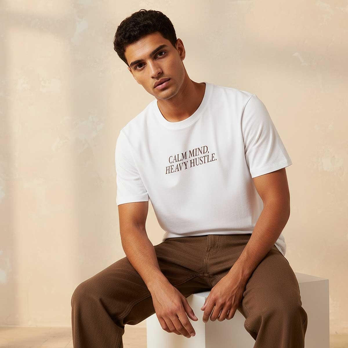 تيشيرت بقصة سليم وطبعات شعار وأكمام قصيرة وياقة ضيقة من سبلاش بيسك-men-clothing-tshirtsandpolos-tshirts-image-5
