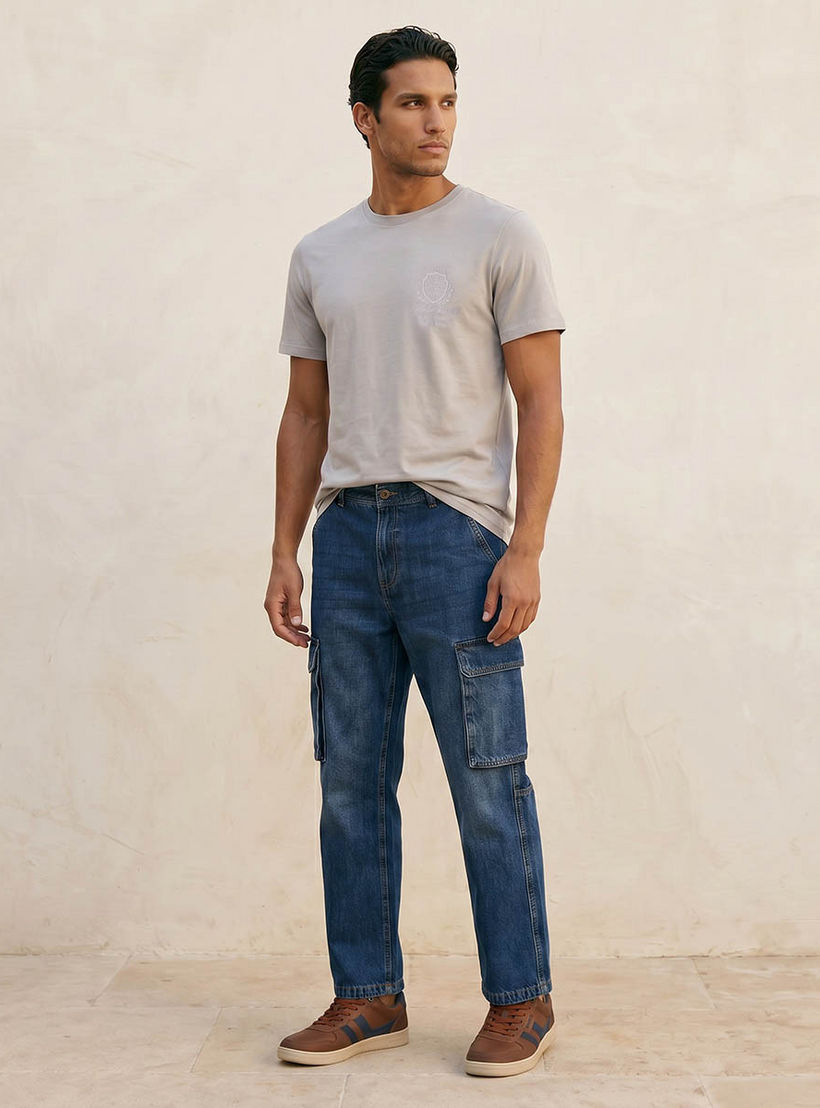 تيشيرت بقصة ضيقة وياقة ضيقة وطبعات من أساسيات سبلاش-men-clothing-tshirtsandpolos-tshirts-image-3