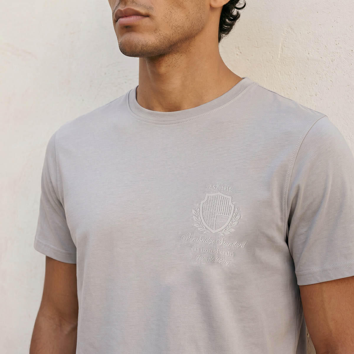 تيشيرت بقصة ضيقة وياقة ضيقة وطبعات من أساسيات سبلاش-men-clothing-tshirtsandpolos-tshirts-image-6