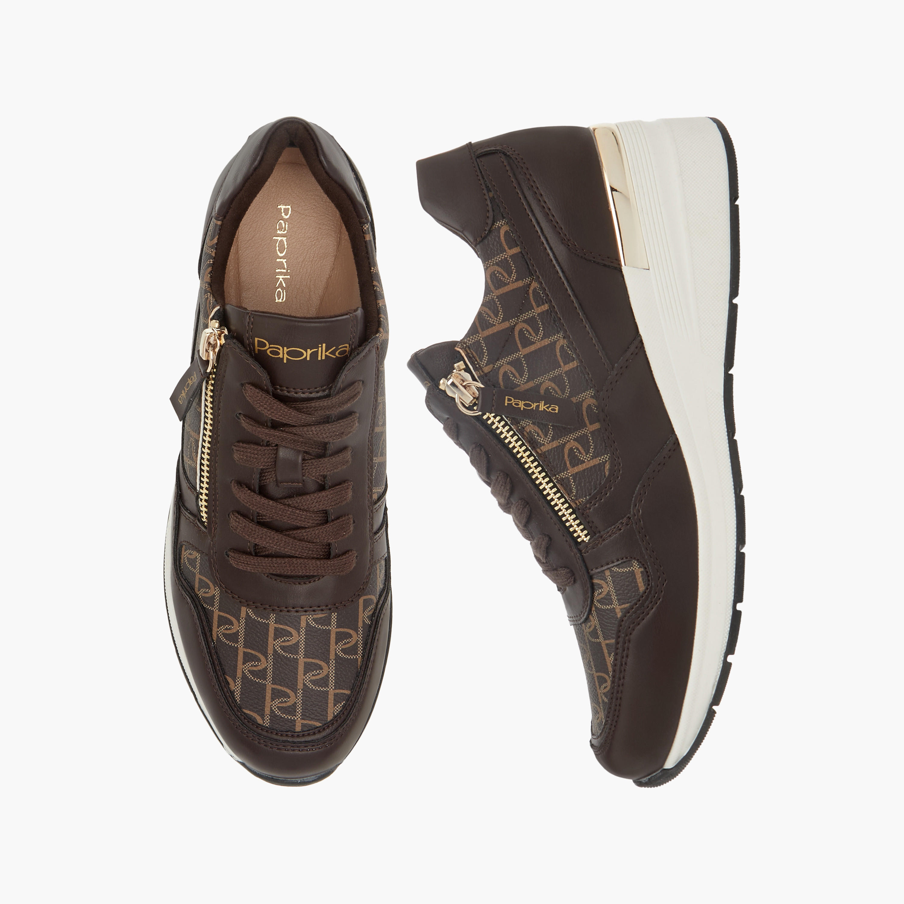 Paprika Monogram Print Sneakers with Lace-Up Closure-women-shoes-sneakers-image-1
