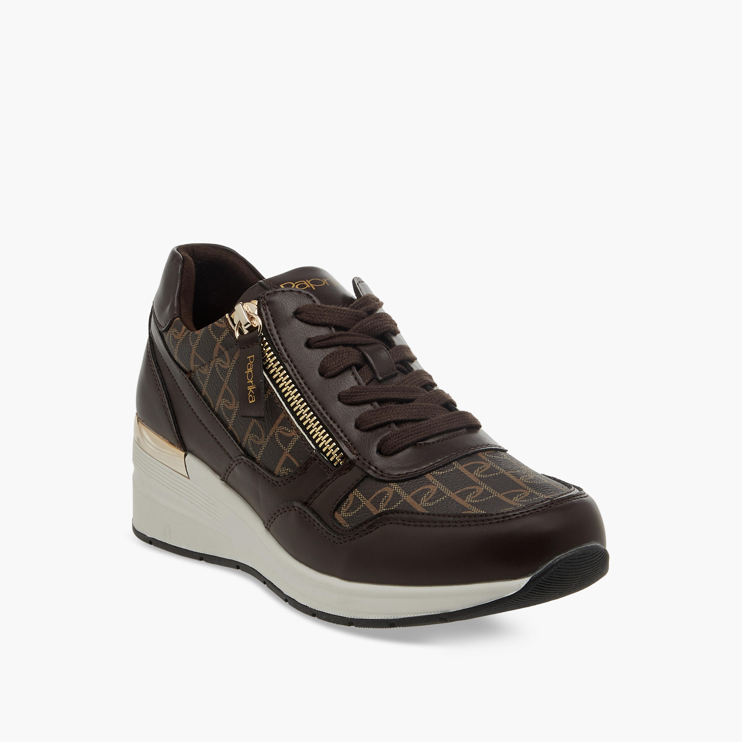 Paprika Monogram Print Sneakers with Lace-Up Closure-women-shoes-sneakers-image-2