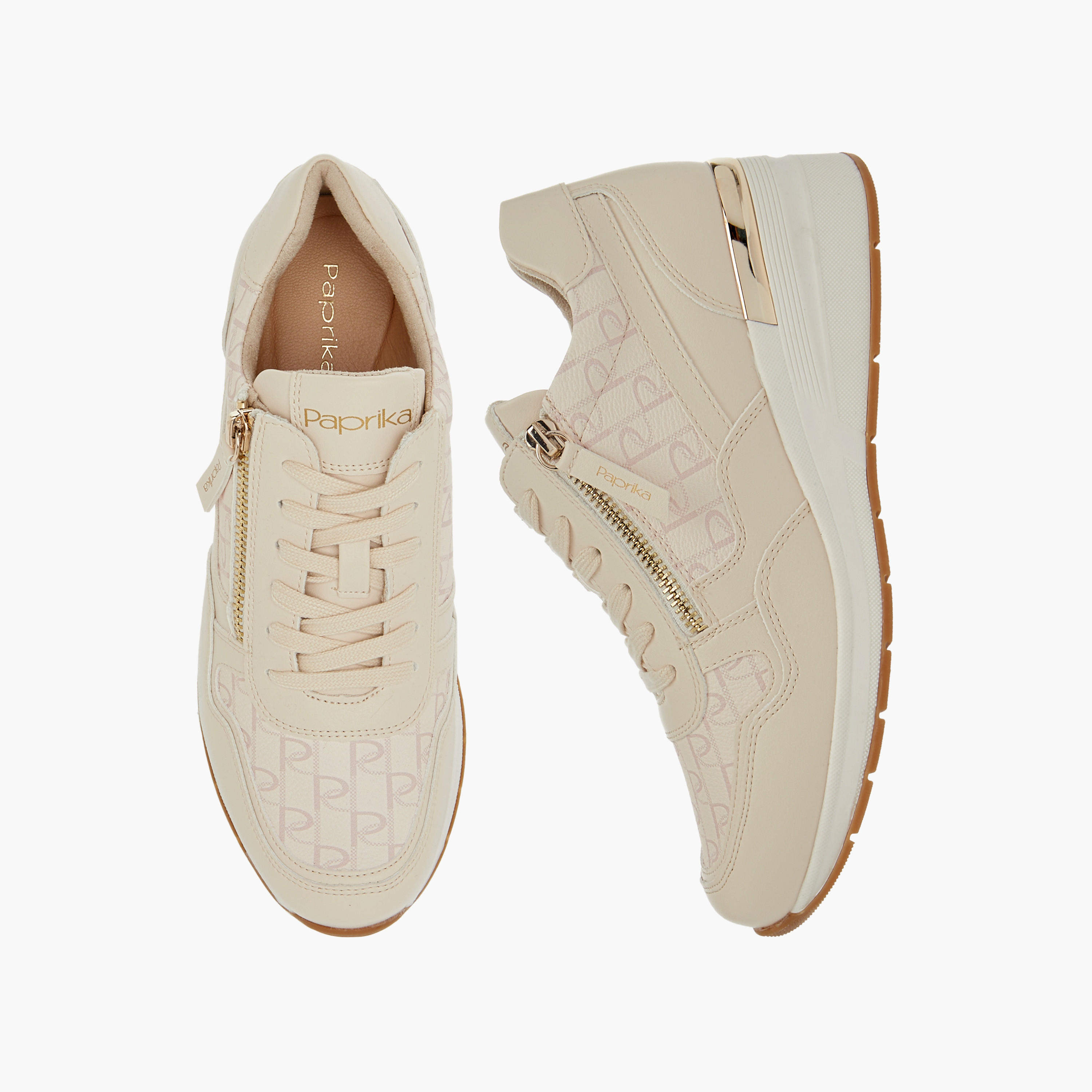 Paprika Monogram Print Sneakers with Lace-Up Closure-women-shoes-sneakers-image-1