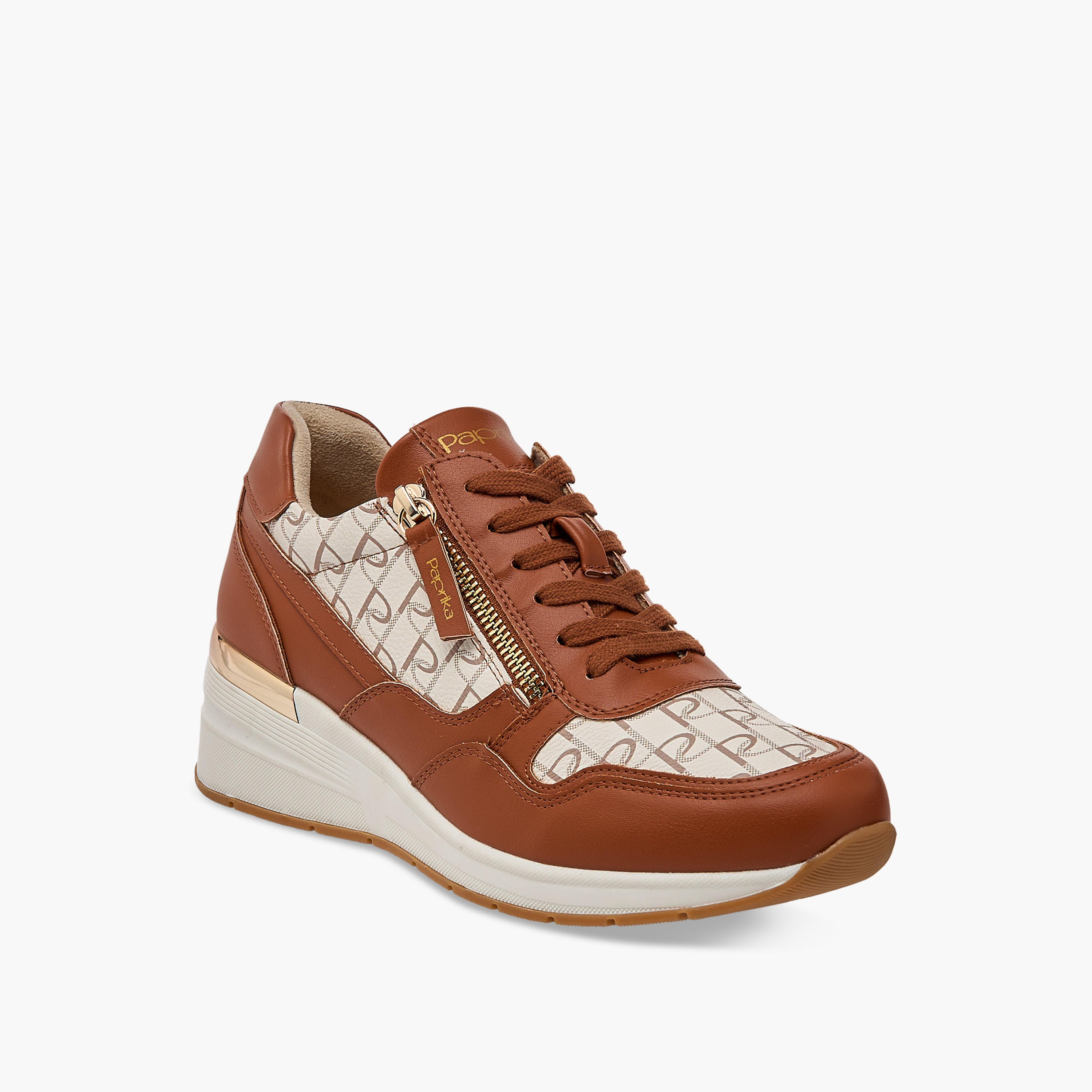 Paprika Monogram Print Sneakers with Lace-Up Closure-women-shoes-sneakers-image-2