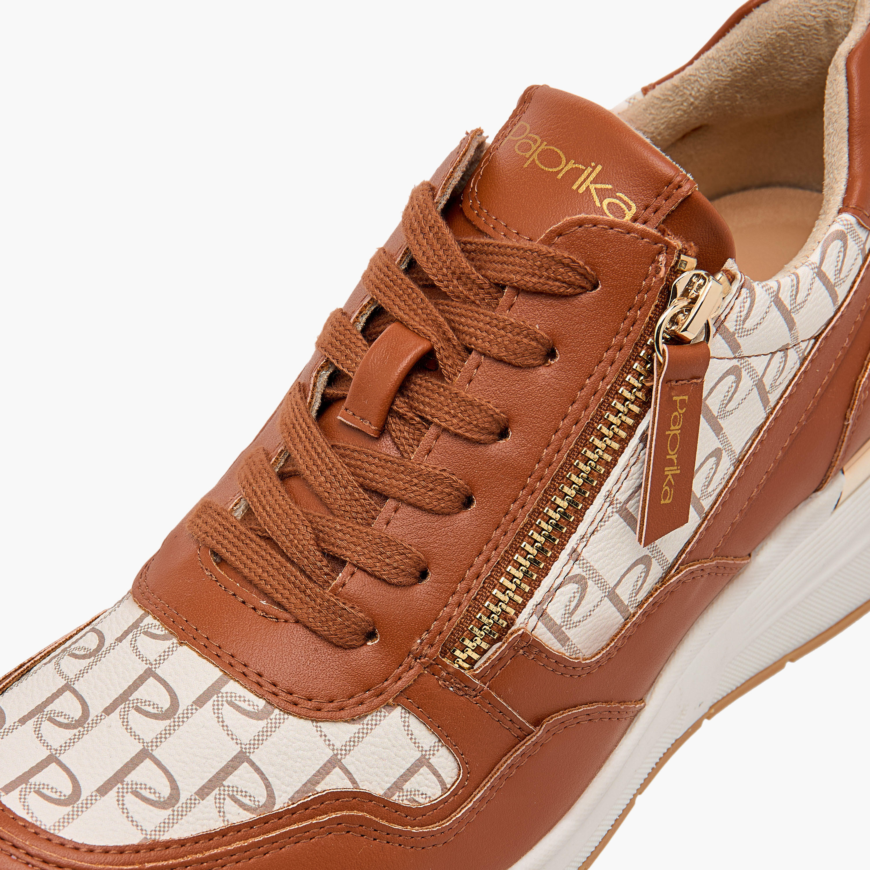 Paprika Monogram Print Sneakers with Lace-Up Closure-women-shoes-sneakers-image-4
