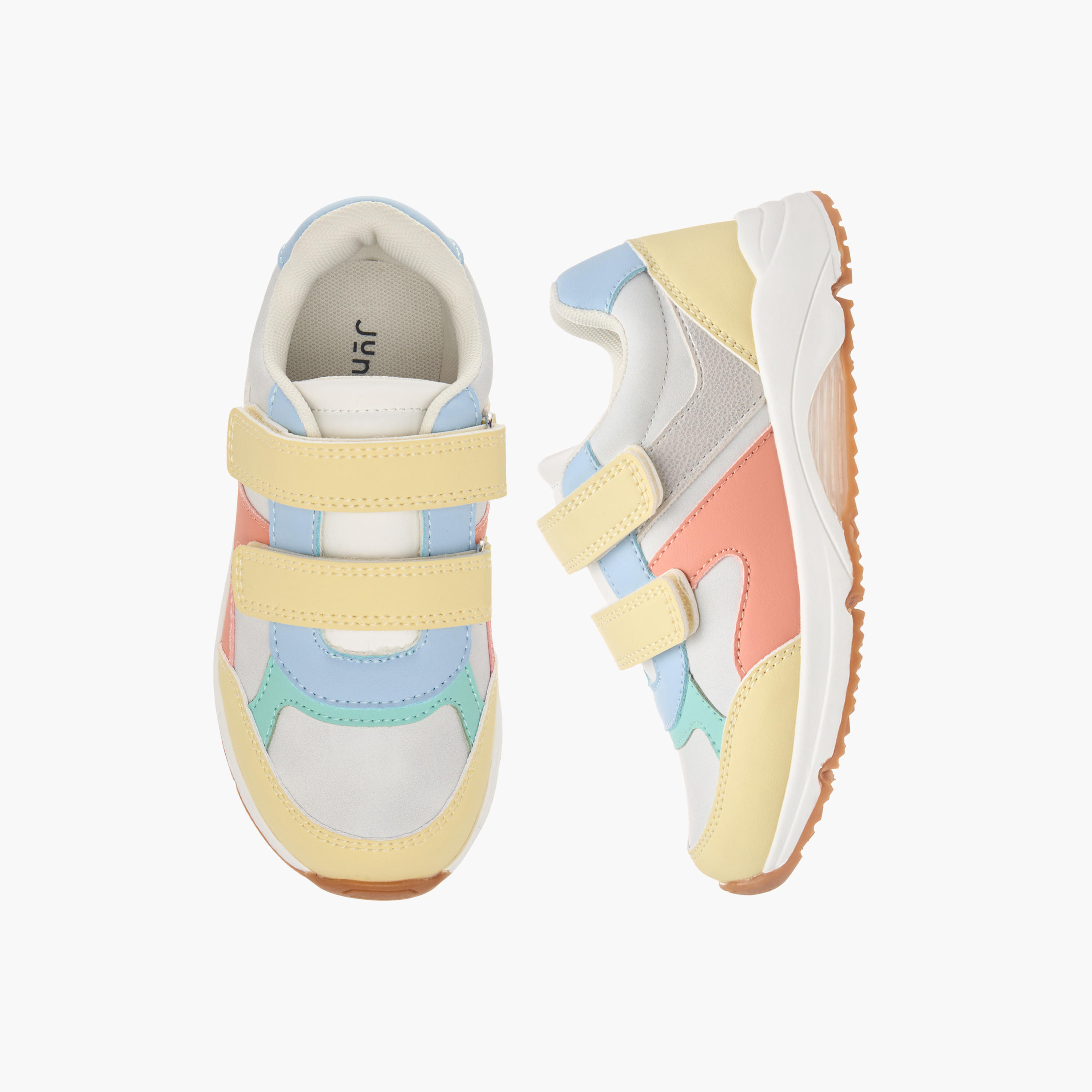 Juniors Colourblock Sneakers with Hook and Loop Closure-girls-shoes-sneakers-image-1