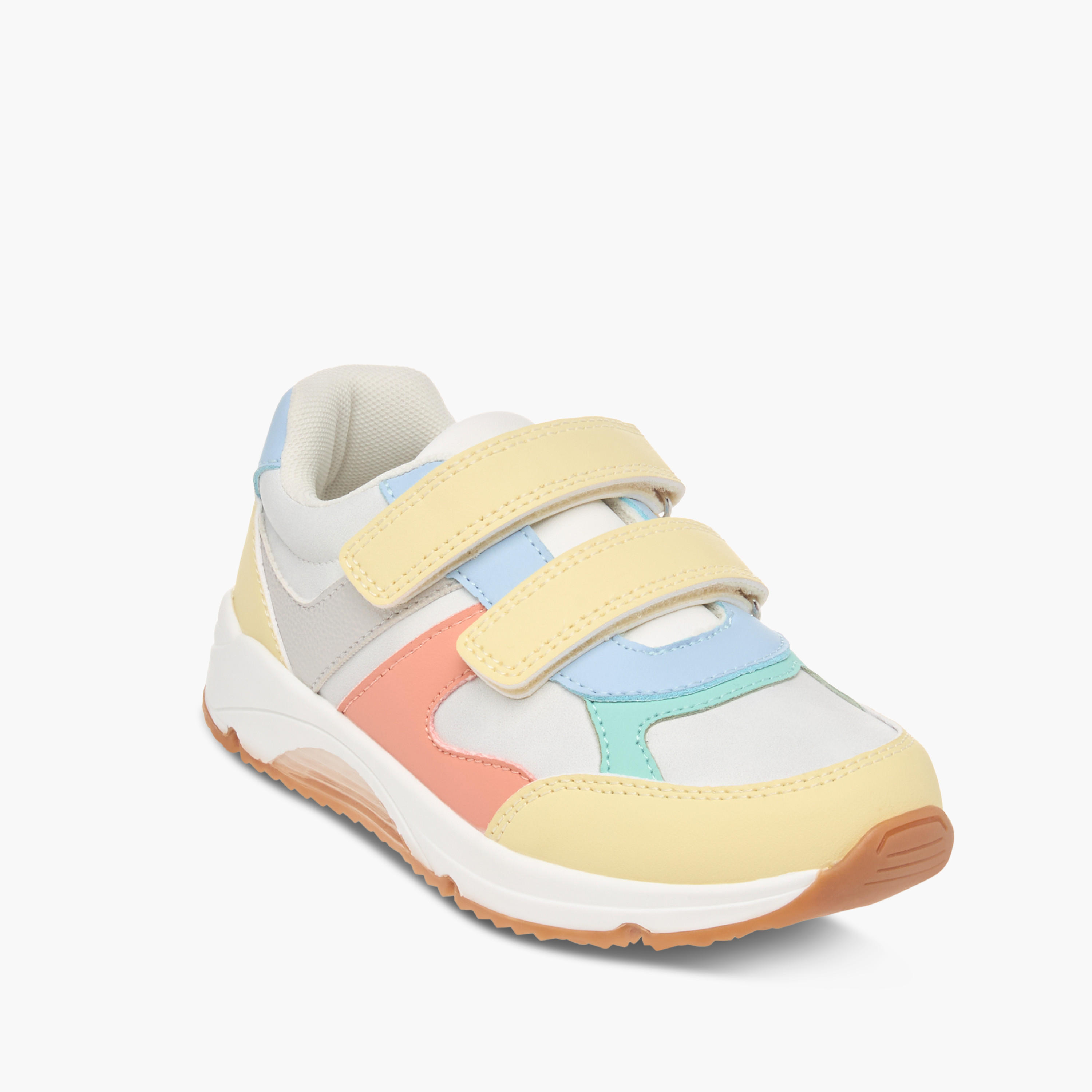 Juniors Colourblock Sneakers with Hook and Loop Closure-girls-shoes-sneakers-image-2
