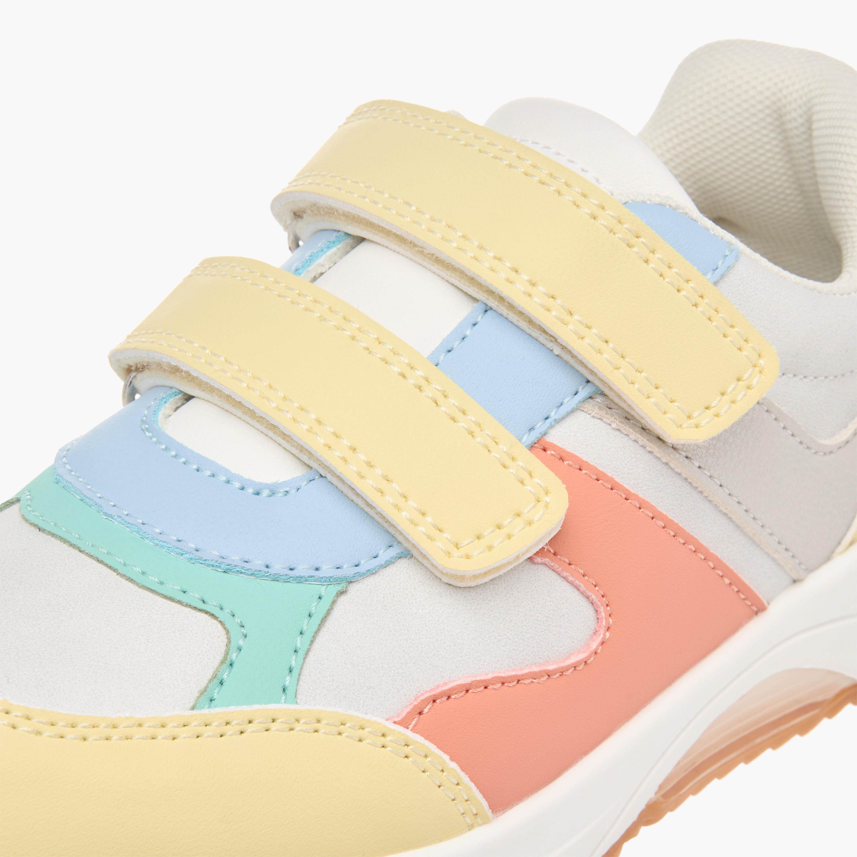 Juniors Colourblock Sneakers with Hook and Loop Closure-girls-shoes-sneakers-image-4