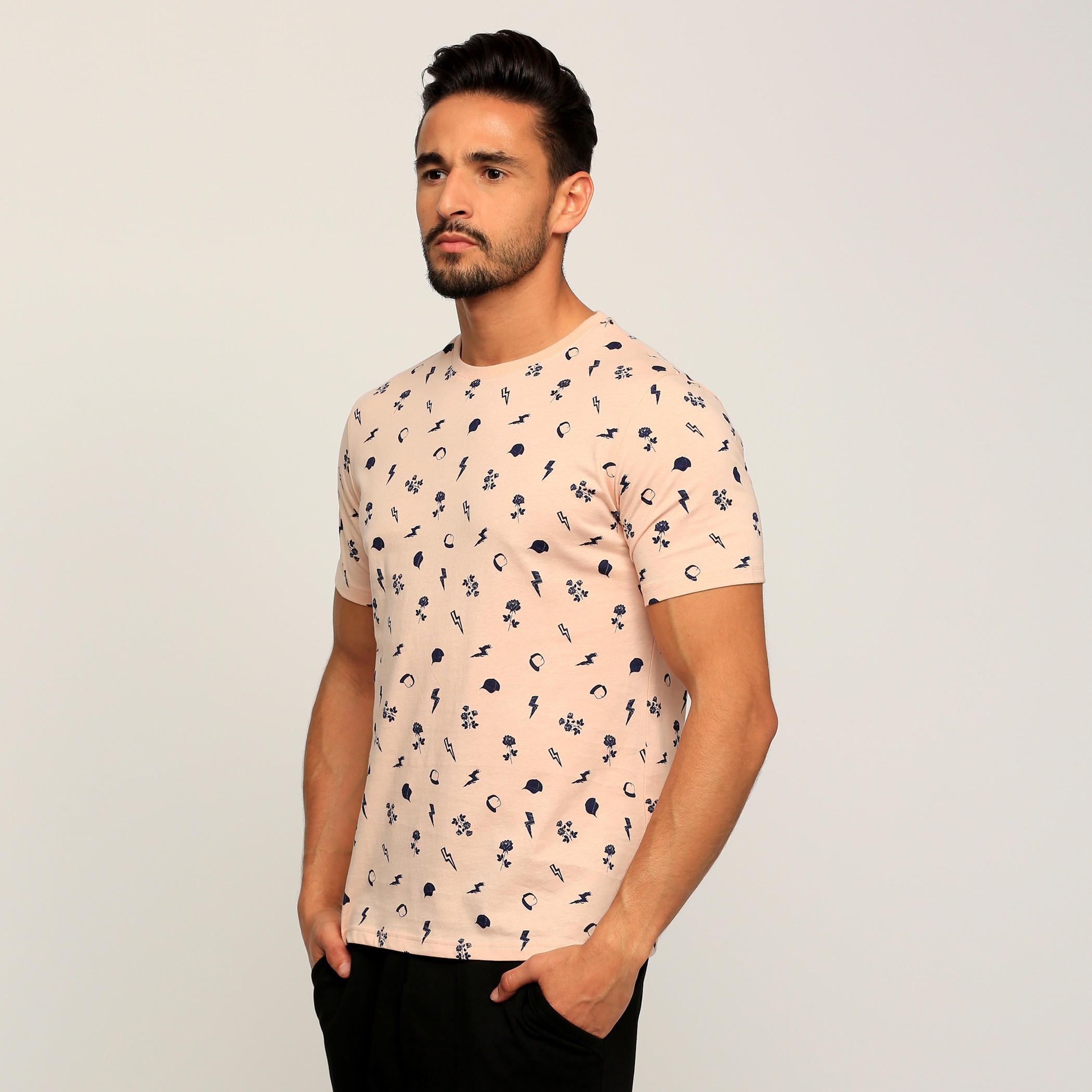 Printed T-Shirt with Round Neck and Short Sleeves-men-clothing-tshirtsandpolos-tshirts-image-3