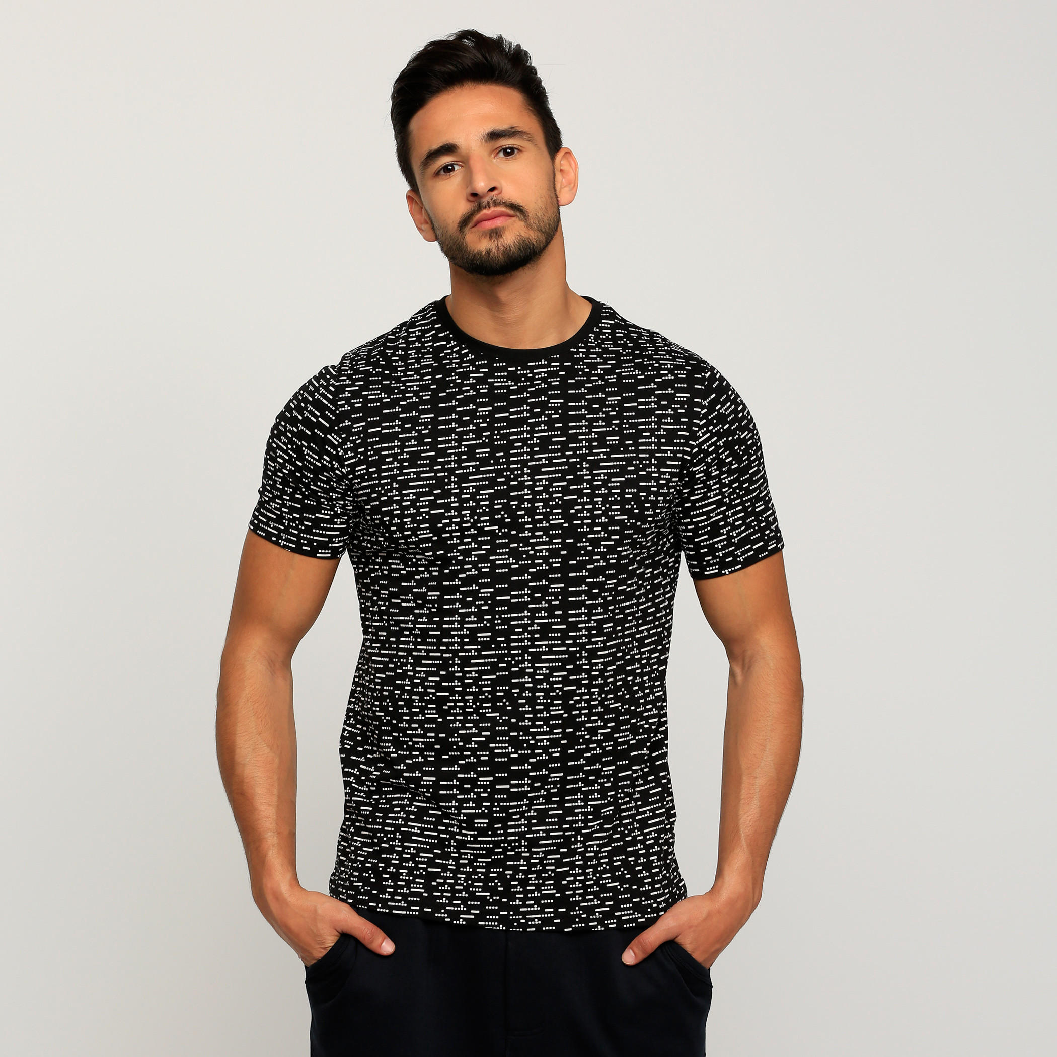 Printed Round Neck T-Shirt with Short Sleeves-men-clothing-tshirtsandpolos-tshirts-image-1