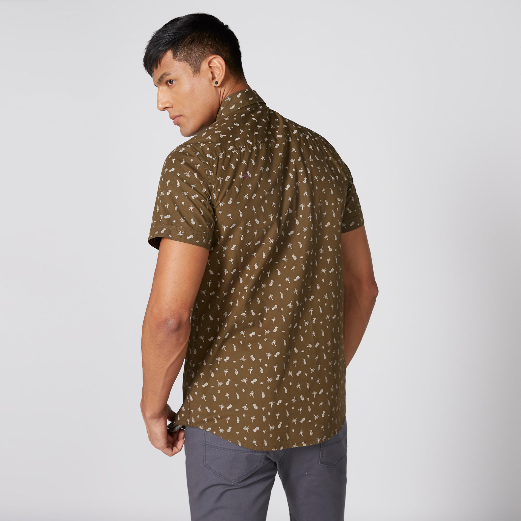Printed Shirt with Short Sleeves and Complete Placket-men-clothing-shirts-image-2