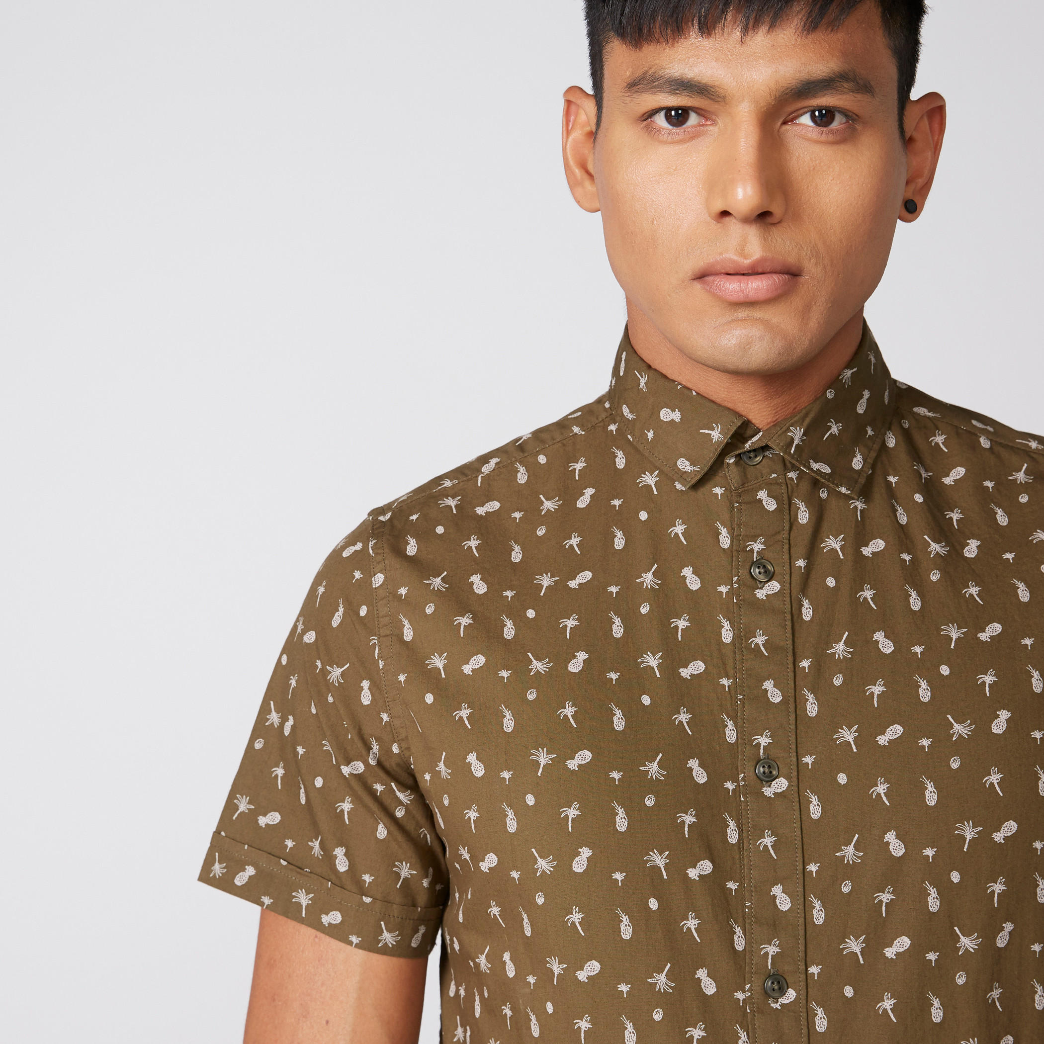 Printed Shirt with Short Sleeves and Complete Placket-men-clothing-shirts-image-4