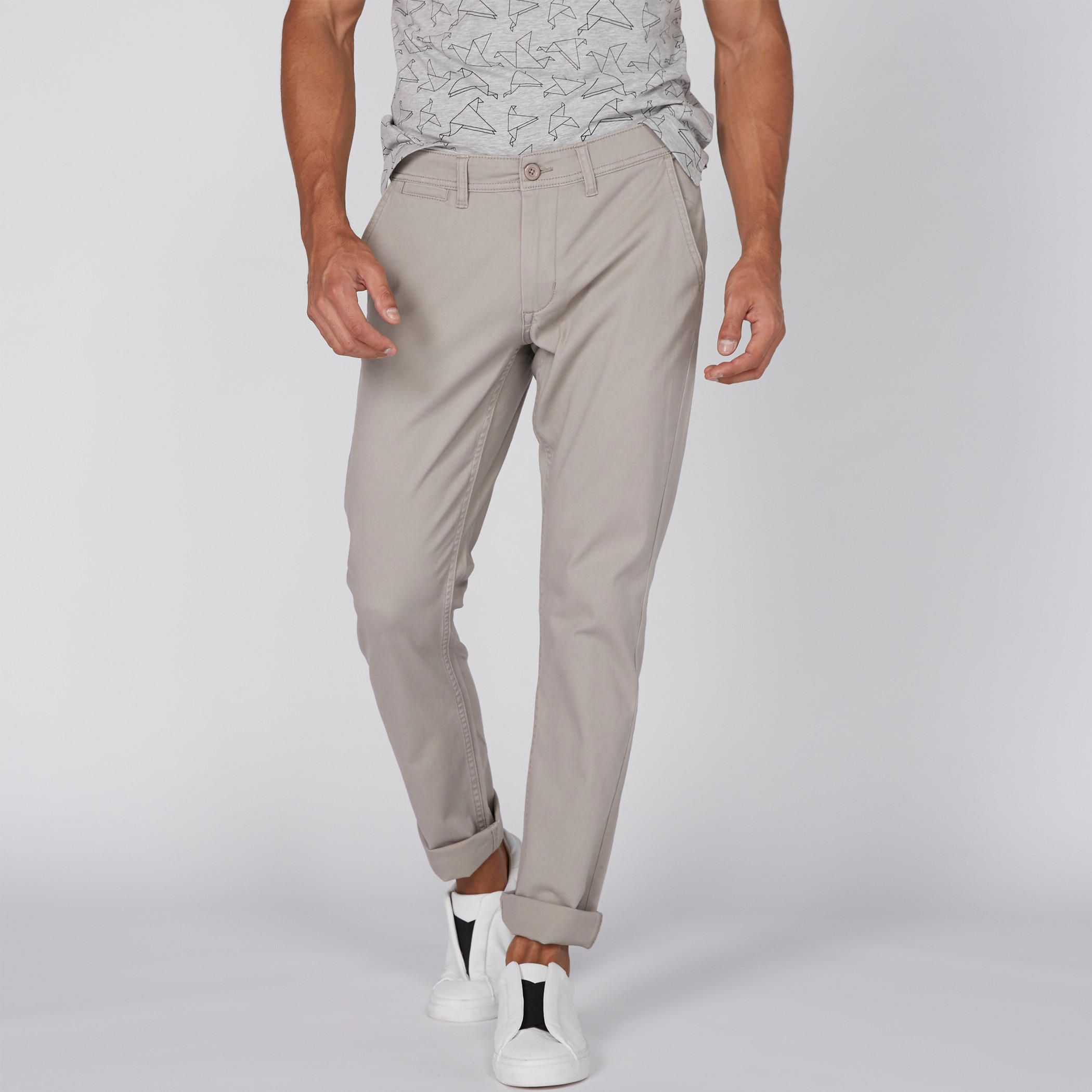 بنطال شينو طويل بزر إغلاق وجيوب وخصر متوسط الارتفاع-men-clothing-bottoms-trousersandchinos-trousers-image-1