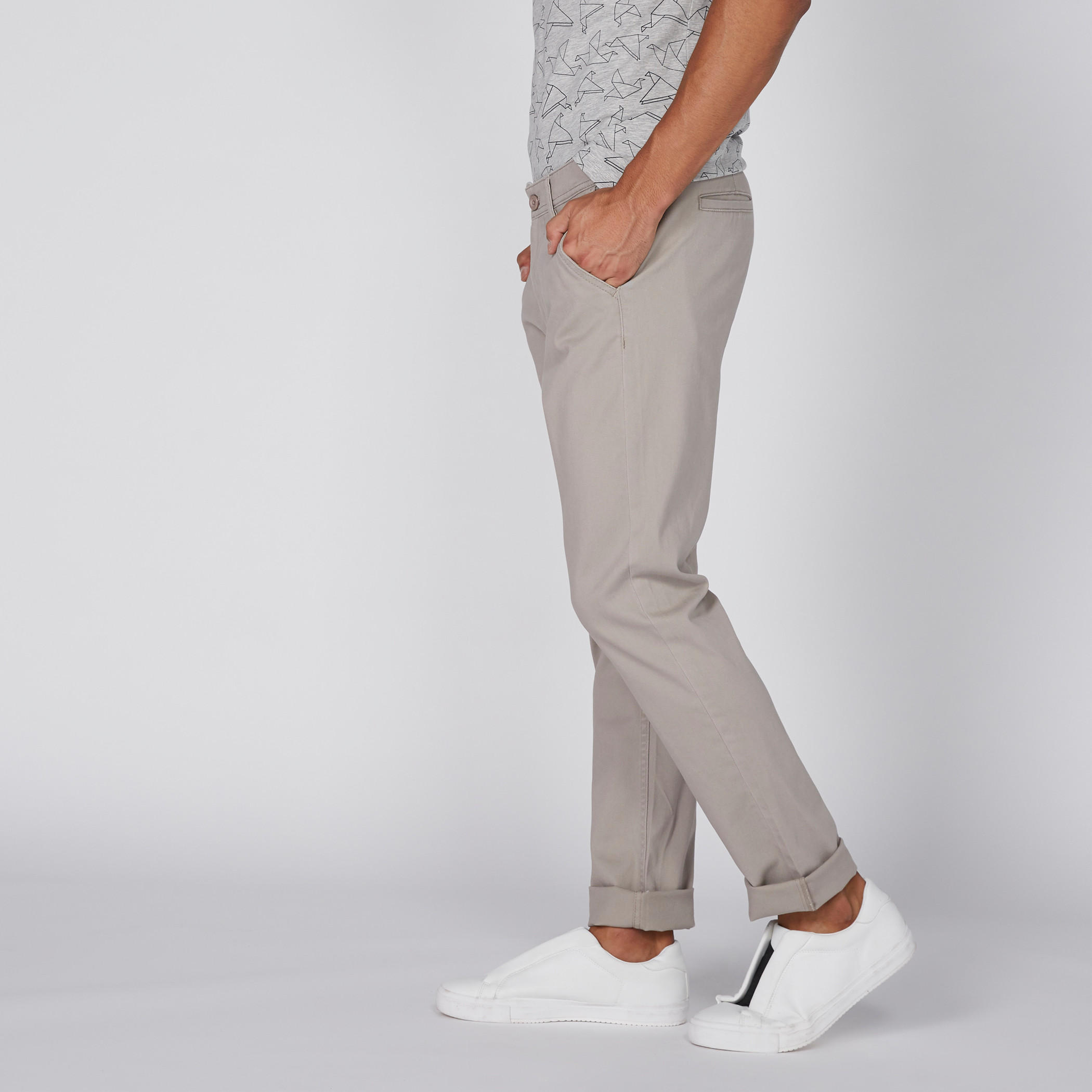 بنطال شينو طويل بزر إغلاق وجيوب وخصر متوسط الارتفاع-men-clothing-bottoms-trousersandchinos-trousers-image-4