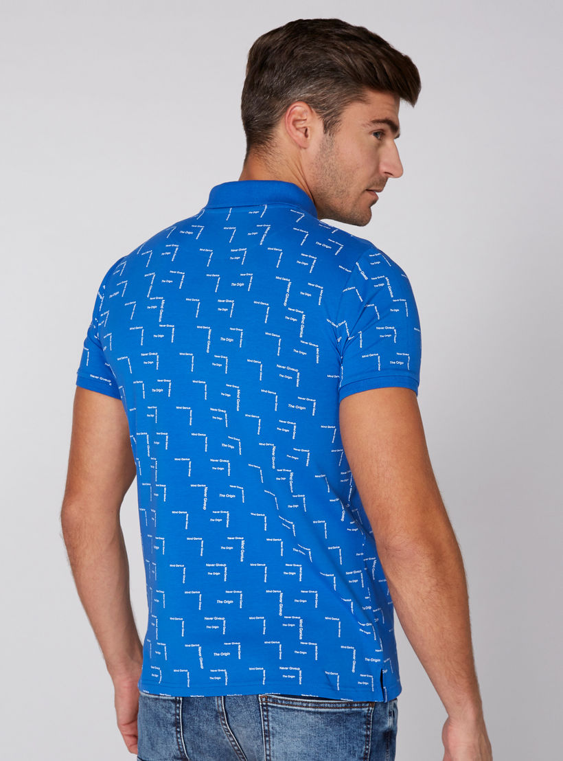 Printed T-Shirt with Polo Neck and Short Sleeves-men-clothing-tshirtsandpolos-polos-image-1