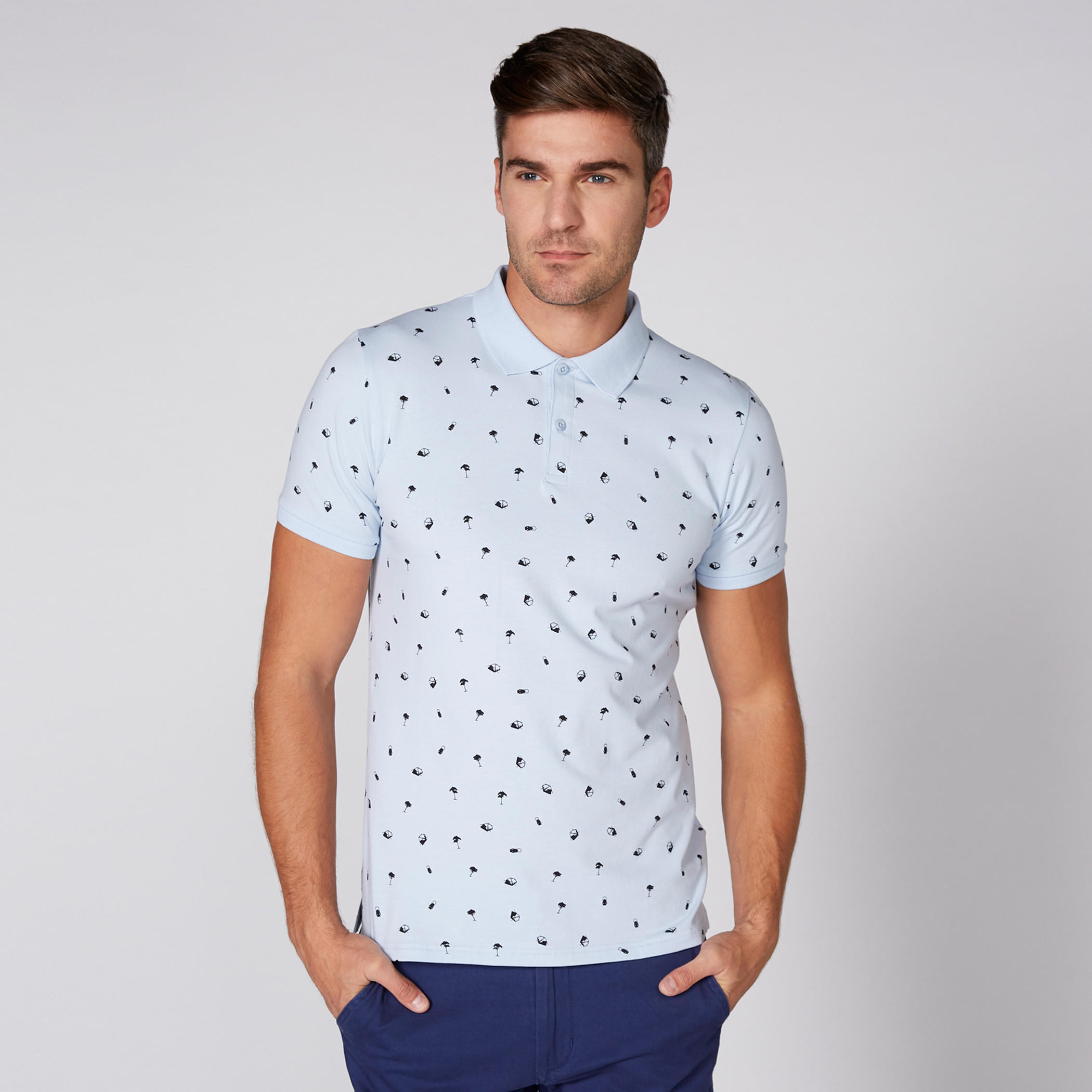 Printed T-Shirt with Polo Neck and Short Sleeves-men-clothing-tshirtsandpolos-polos-image-1