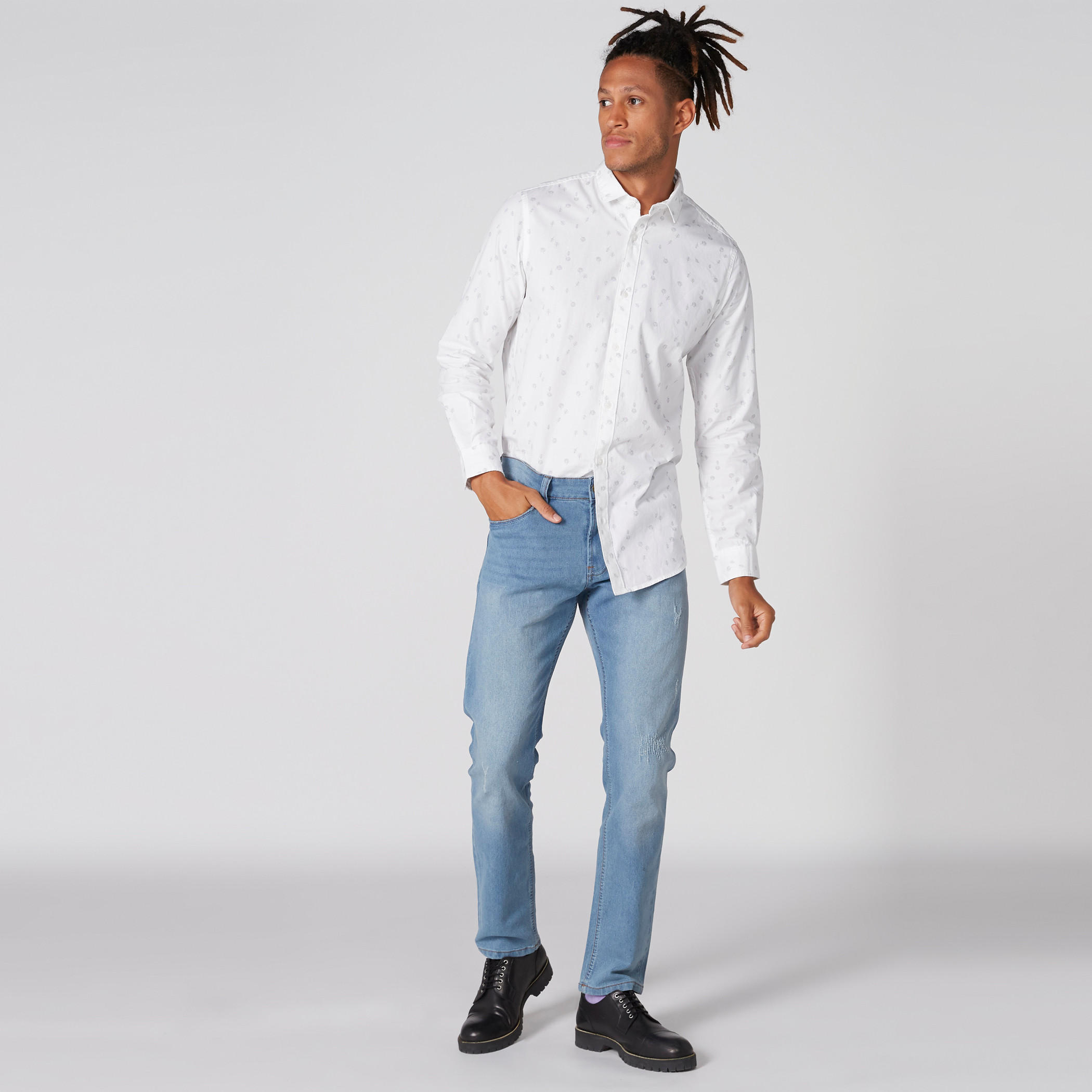 Printed Shirt with Long Sleeves and Complete Placket-men-clothing-shirts-image-3