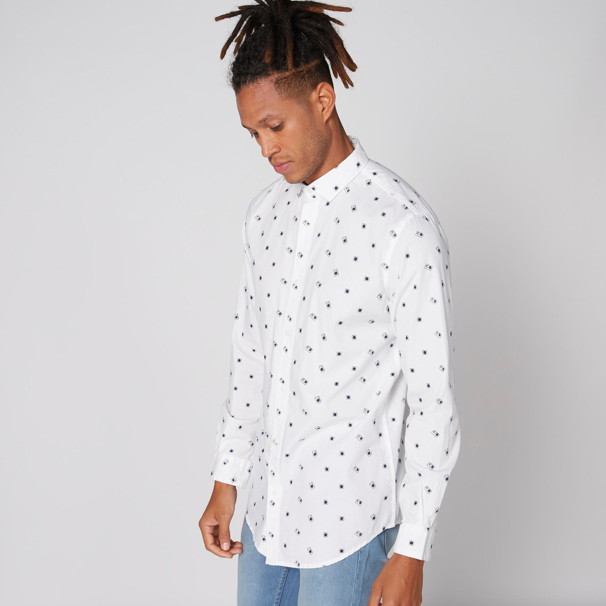 Printed Shirt with Long Sleeves and Complete Placket-men-clothing-shirts-image-1