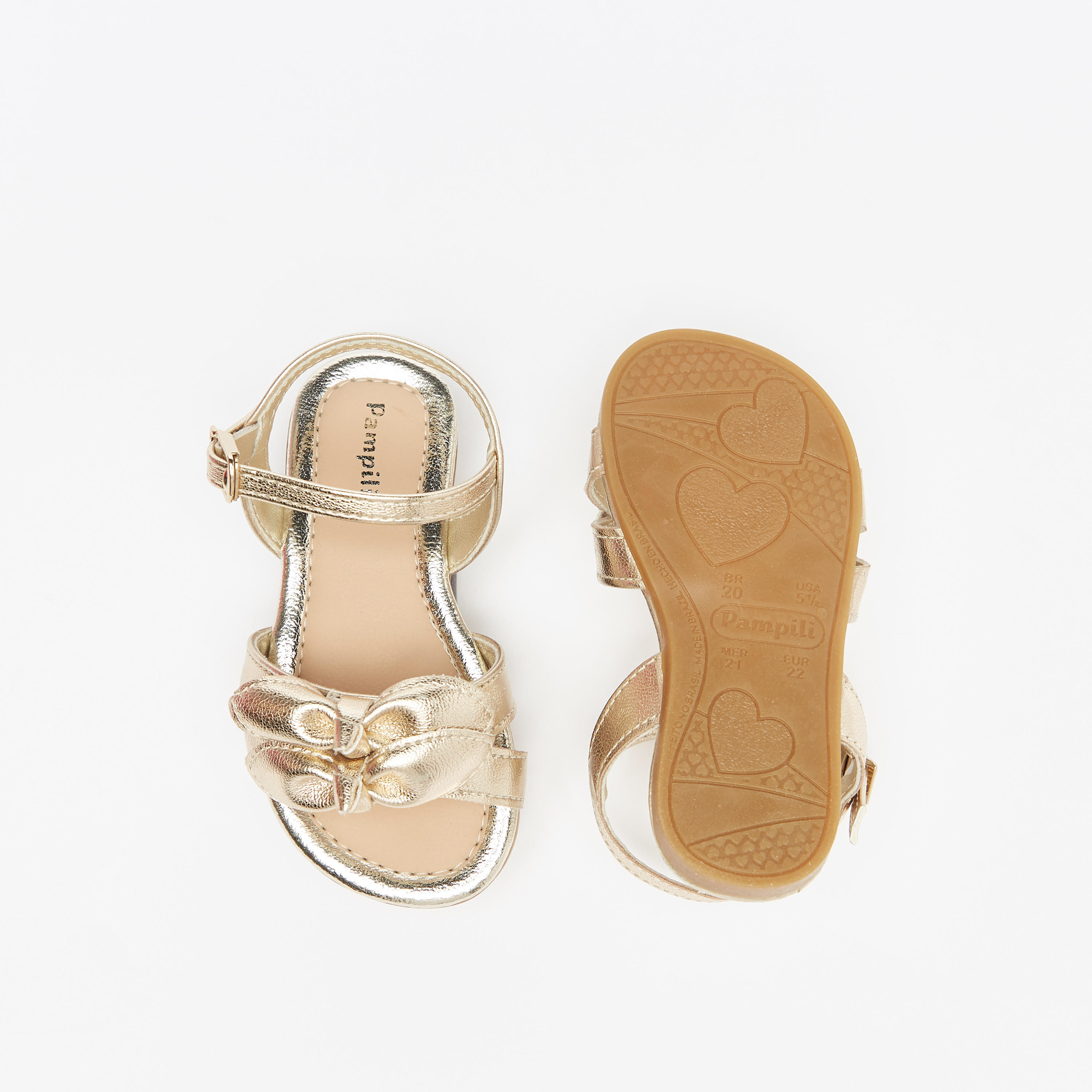Pampili Metallic Strap Sandals with Bow Applique and Buckle Closure-baby-girls-shoes-sandals-image-4