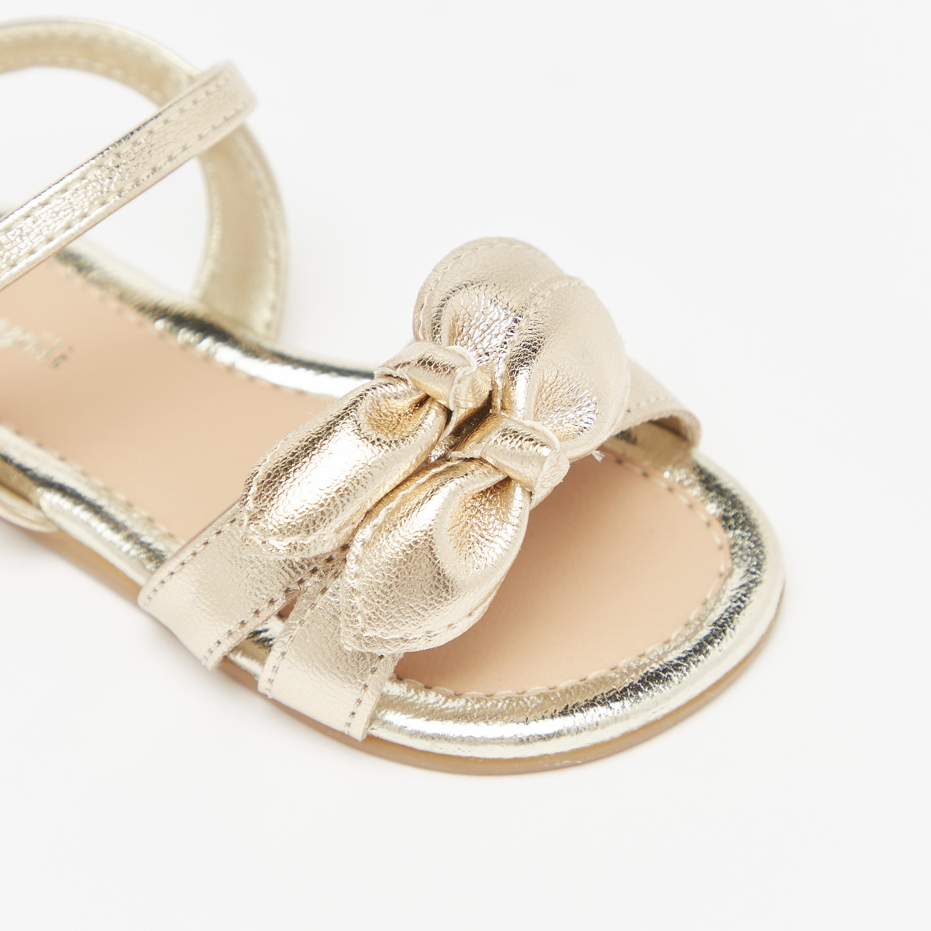 Pampili Metallic Strap Sandals with Bow Applique and Buckle Closure-baby-girls-shoes-sandals-image-5