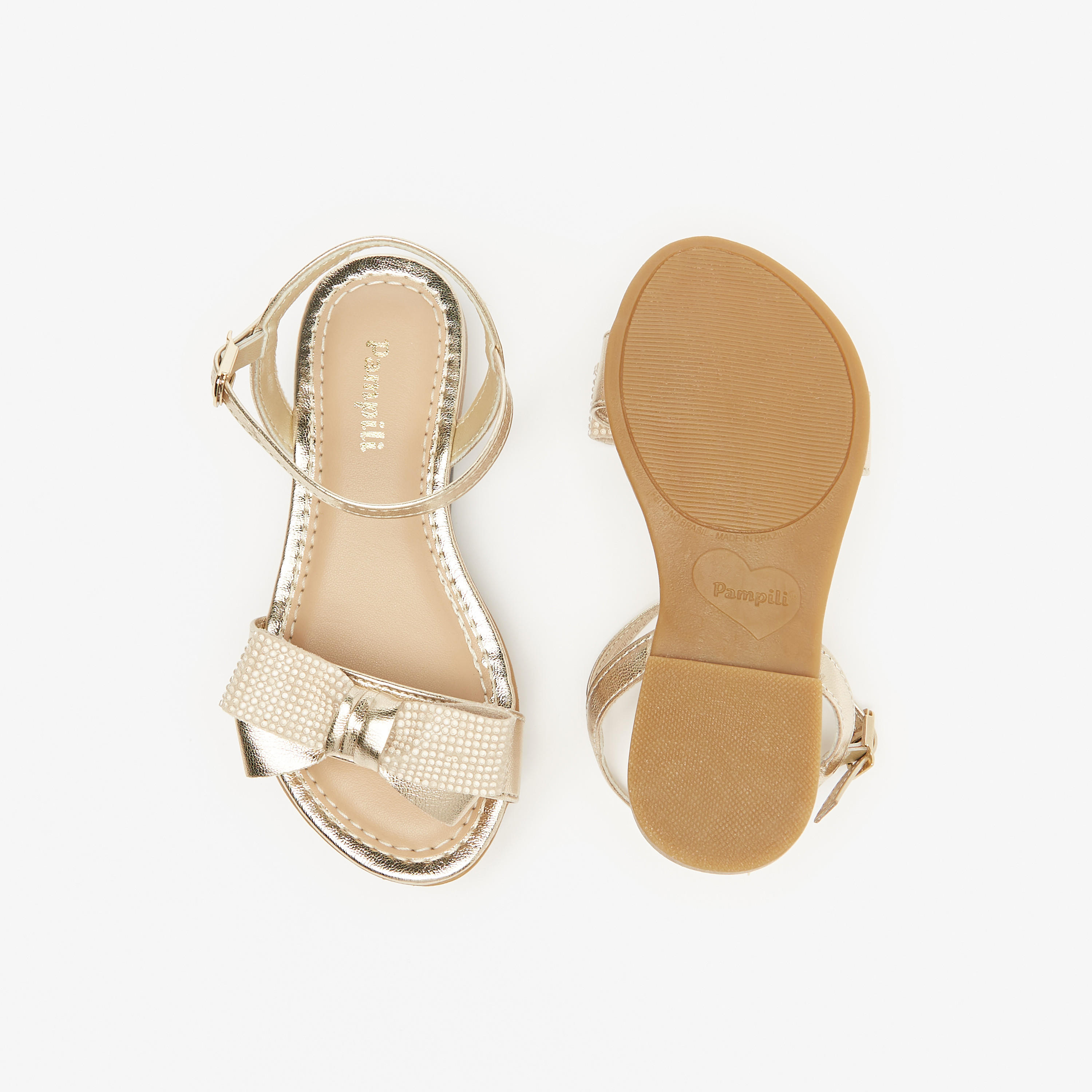 Pampili Embellished Strap Sandals with Bow Applique and Buckle Closure-baby-girls-shoes-sandals-image-4