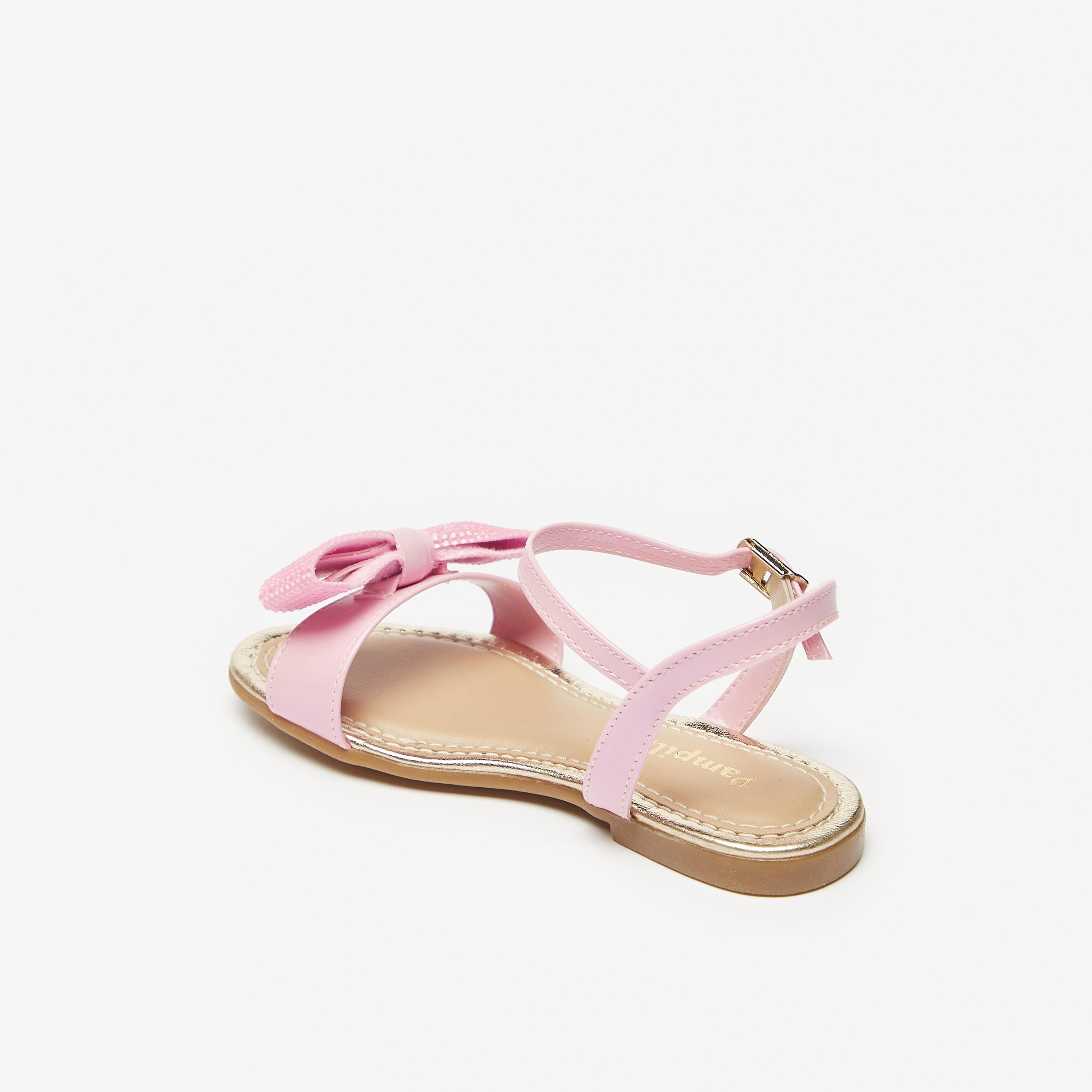 Pampili Embellished Strap Sandals with Bow Applique and Buckle Closure-baby-girls-shoes-sandals-image-2