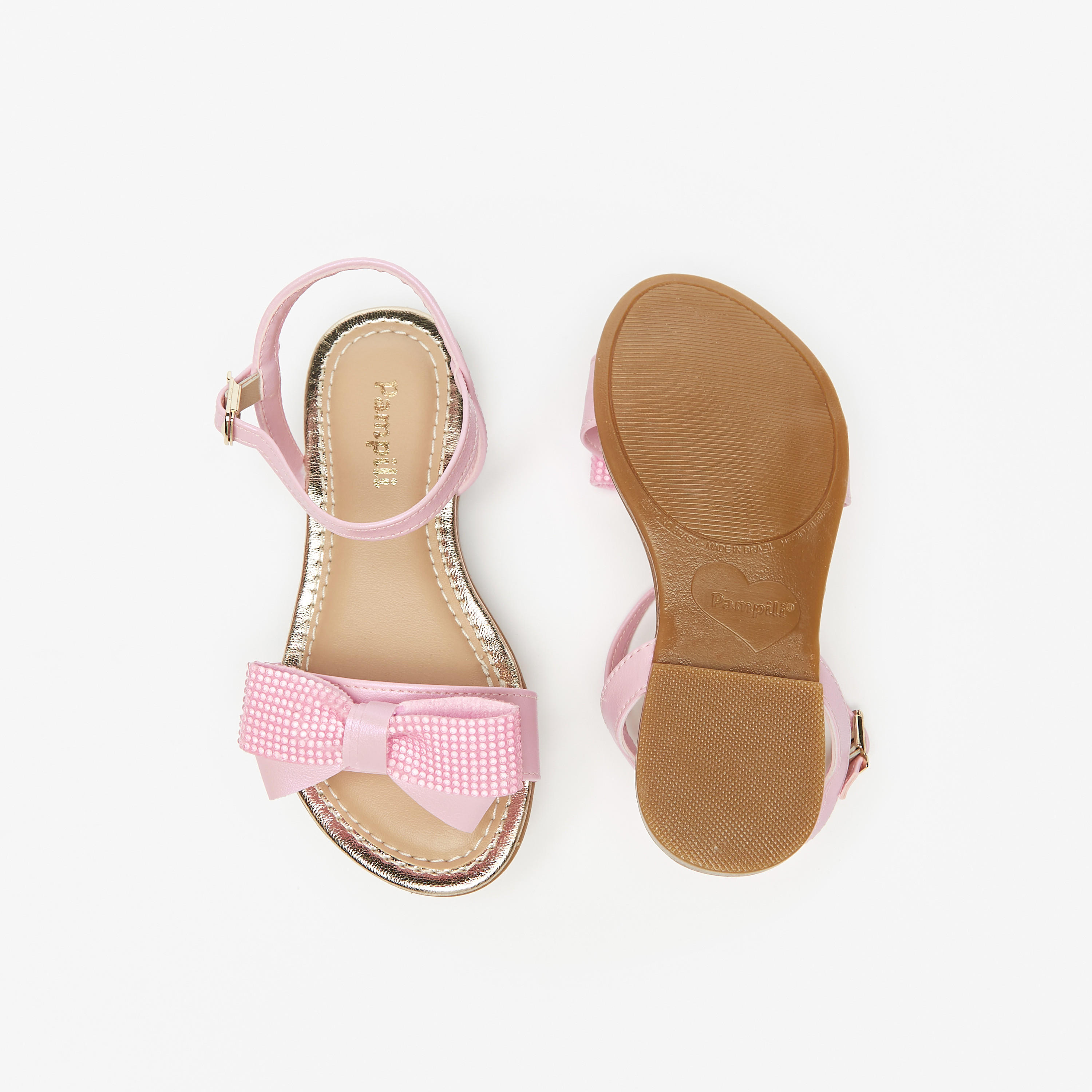Pampili Embellished Strap Sandals with Bow Applique and Buckle Closure-baby-girls-shoes-sandals-image-4