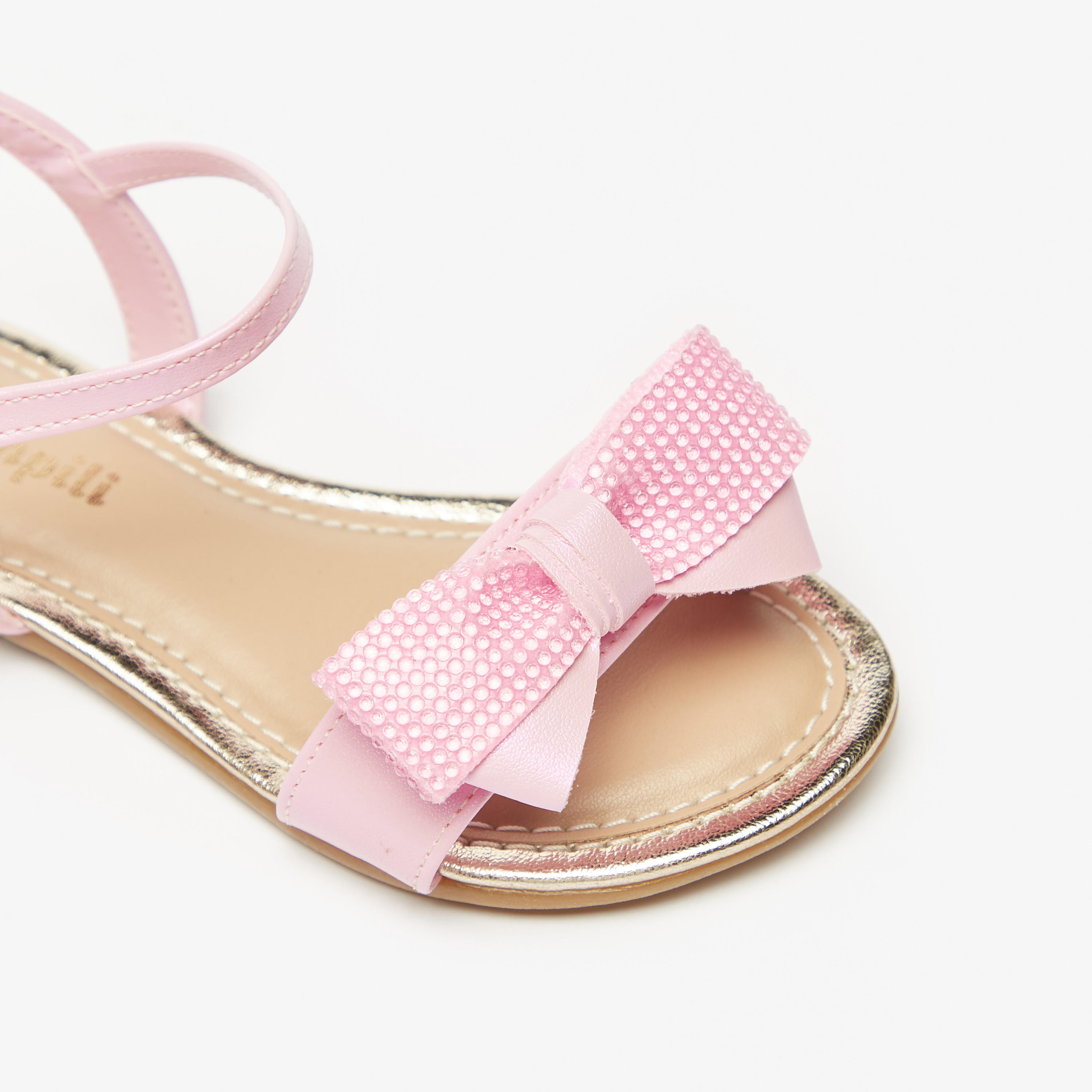 Pampili Embellished Strap Sandals with Bow Applique and Buckle Closure-baby-girls-shoes-sandals-image-5