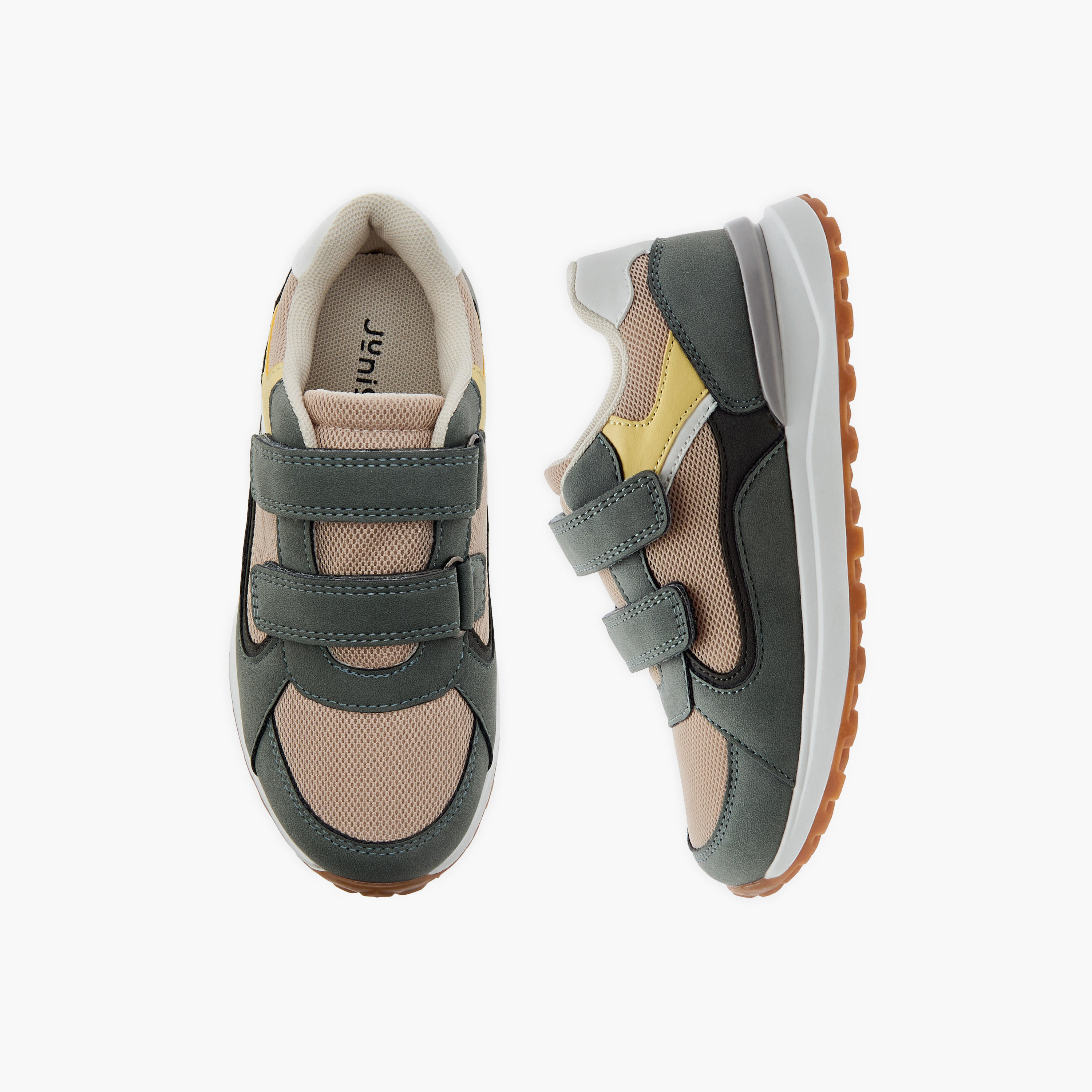 Juniors Panelled Sneakers with Hook and Loop Closure-boys-shoes-sneakers-image-1