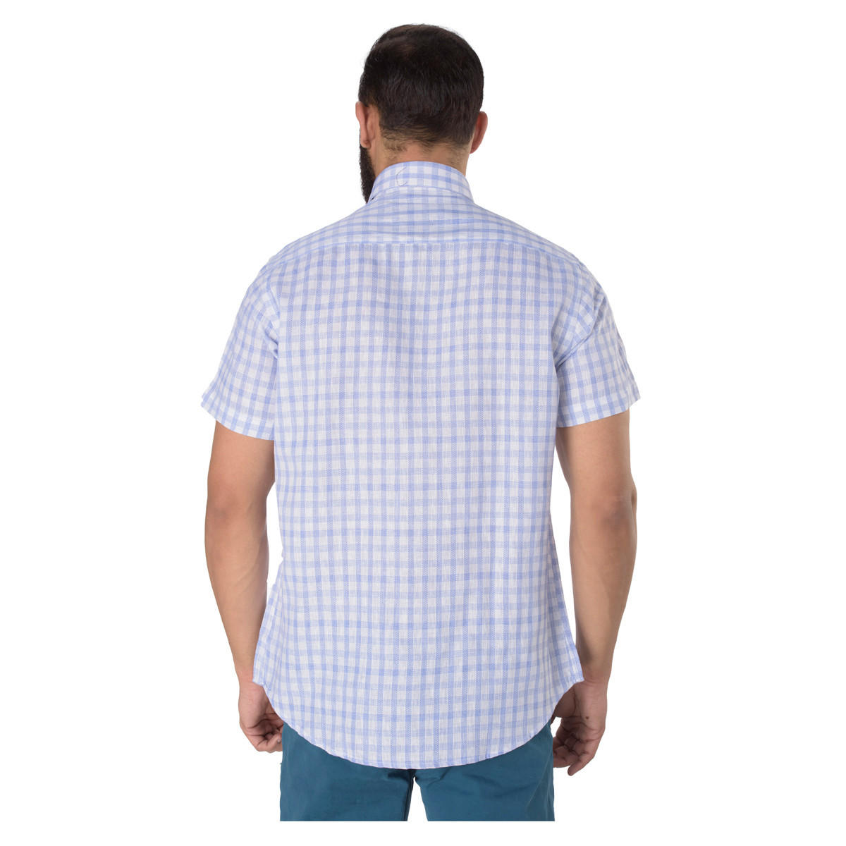 Short-sleeved Chequered Shirt-men-clothing-shirts-image-2