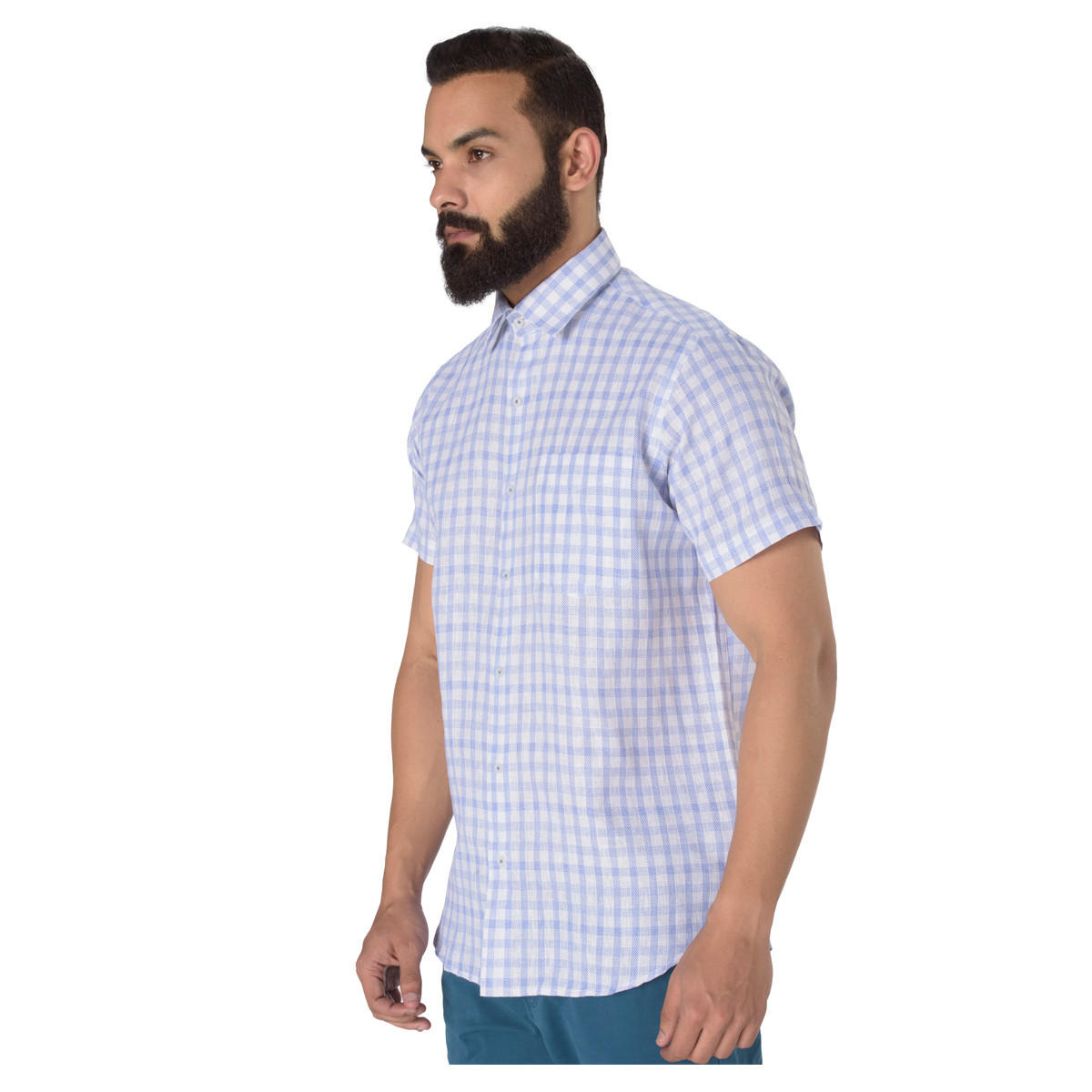 Short-sleeved Chequered Shirt-men-clothing-shirts-image-3