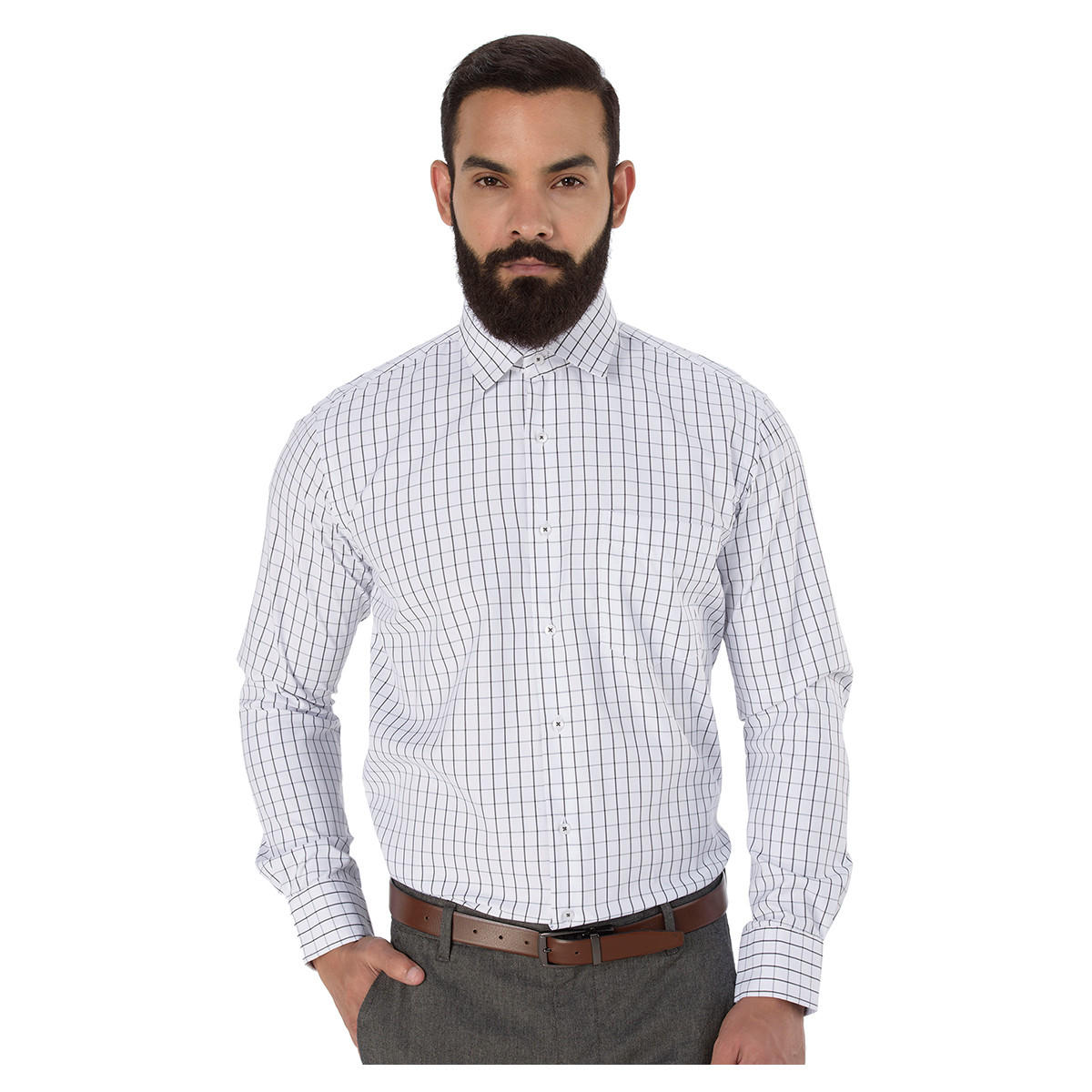 Long-sleeved Chequered Shirt-men-clothing-shirts-image-1