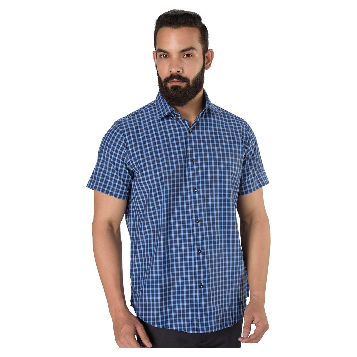 Short Sleeves Checkered Formal Shirt-men-clothing-shirts-image-1