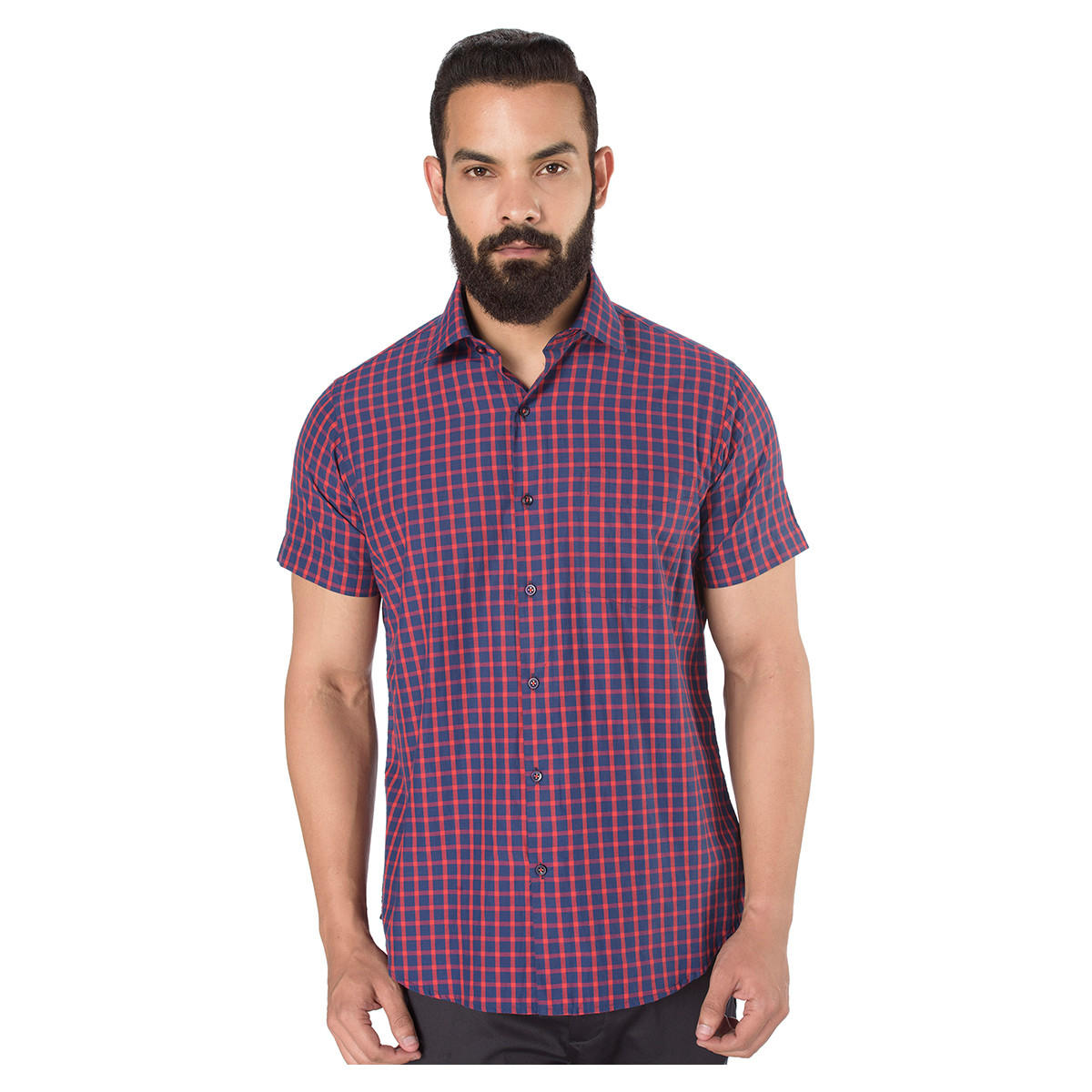 Short Sleeves Checkered Formal Shirt-men-clothing-shirts-image-5