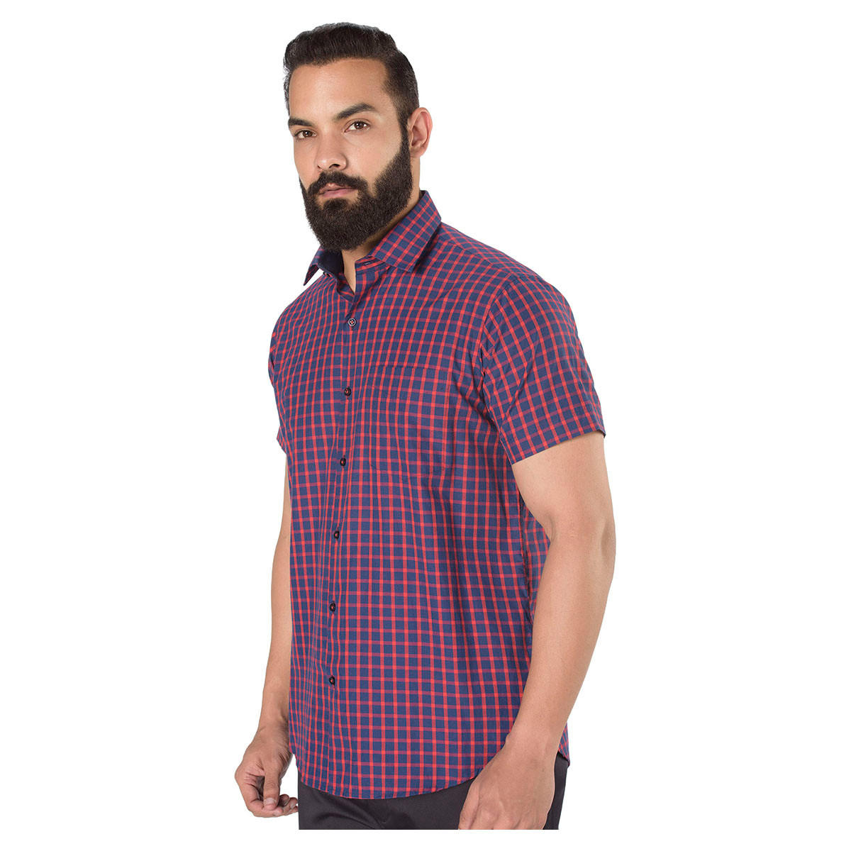 Short Sleeves Checkered Formal Shirt-men-clothing-shirts-image-3