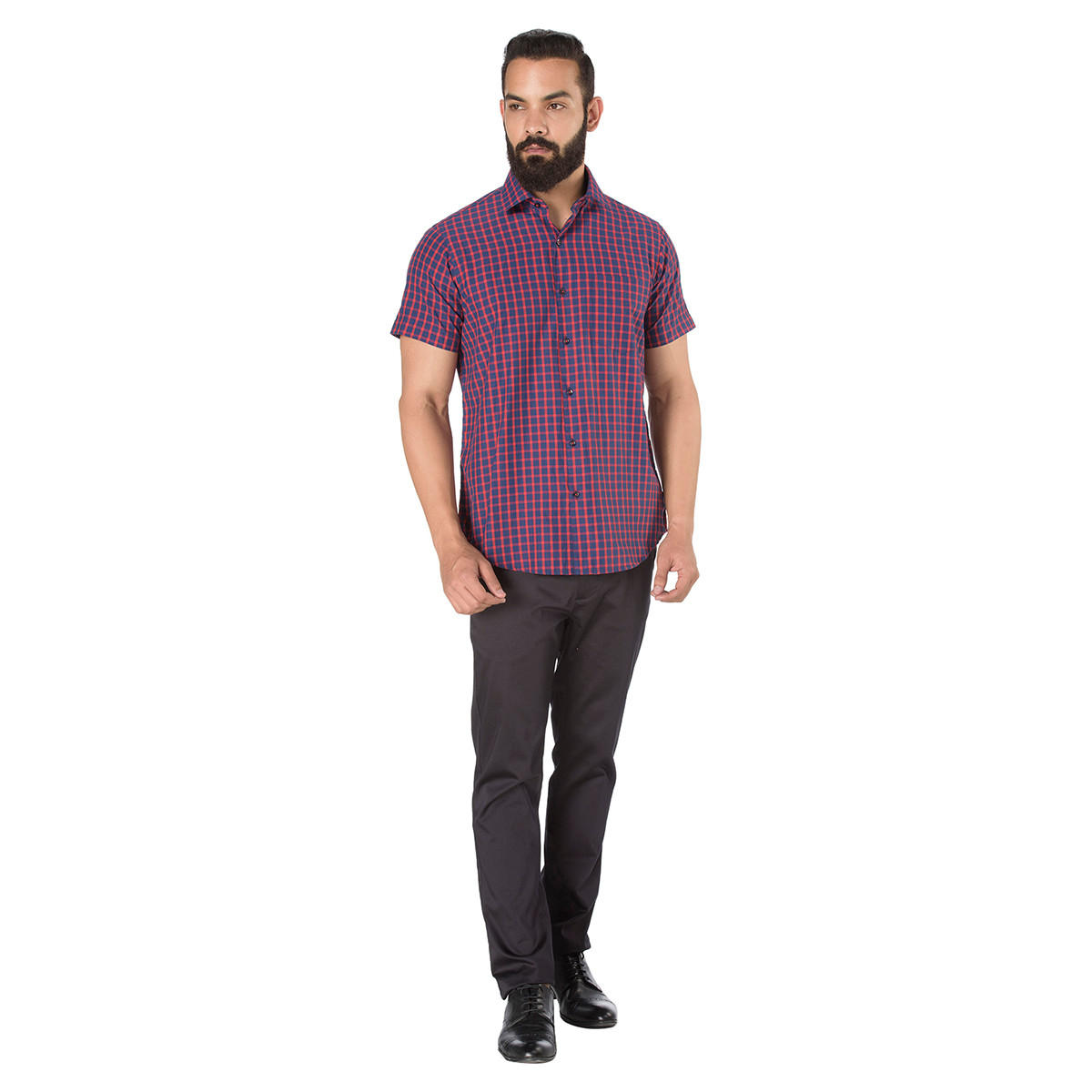 Short Sleeves Checkered Formal Shirt-men-clothing-shirts-image-1
