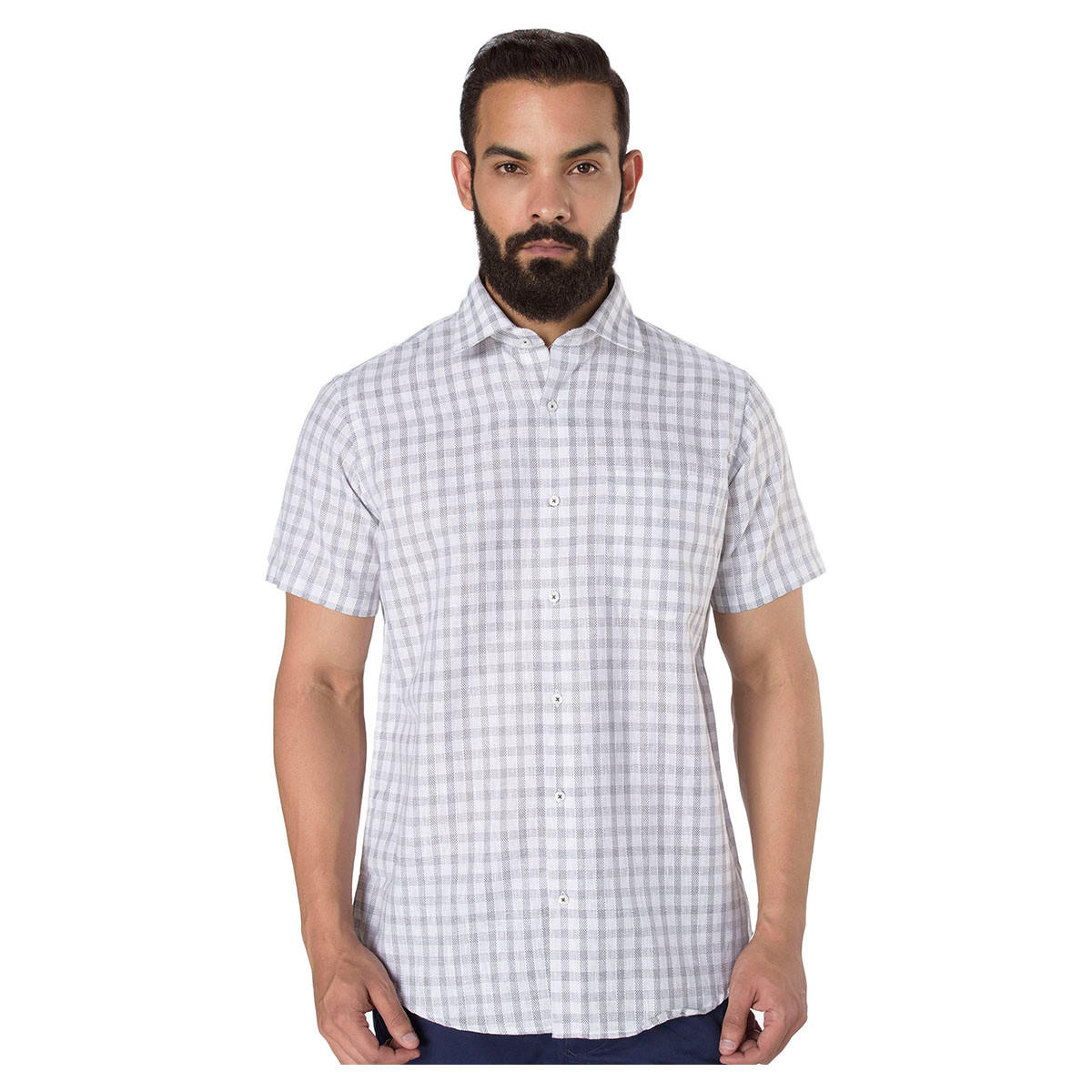 Chequered Short Sleeves Shirt-men-clothing-shirts-image-1