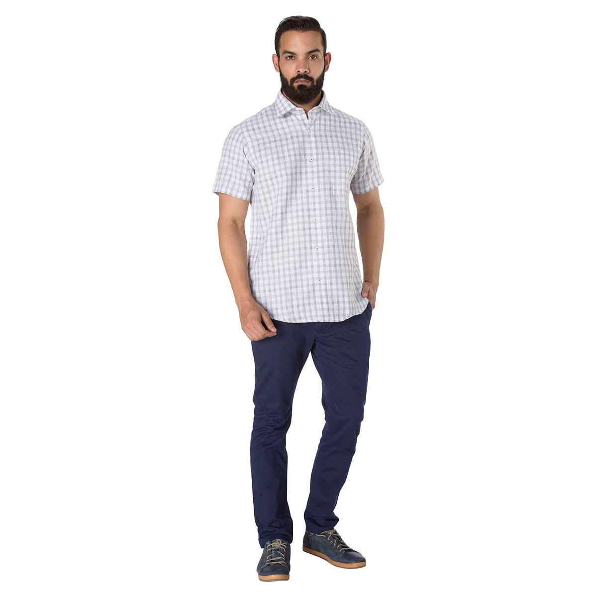 Chequered Short Sleeves Shirt-men-clothing-shirts-image-5