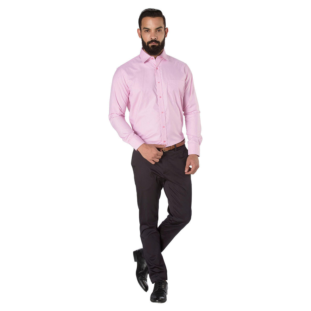 Long Sleeves Mini Gingham Checkered Formal Shirt-men-clothing-shirts-image-5