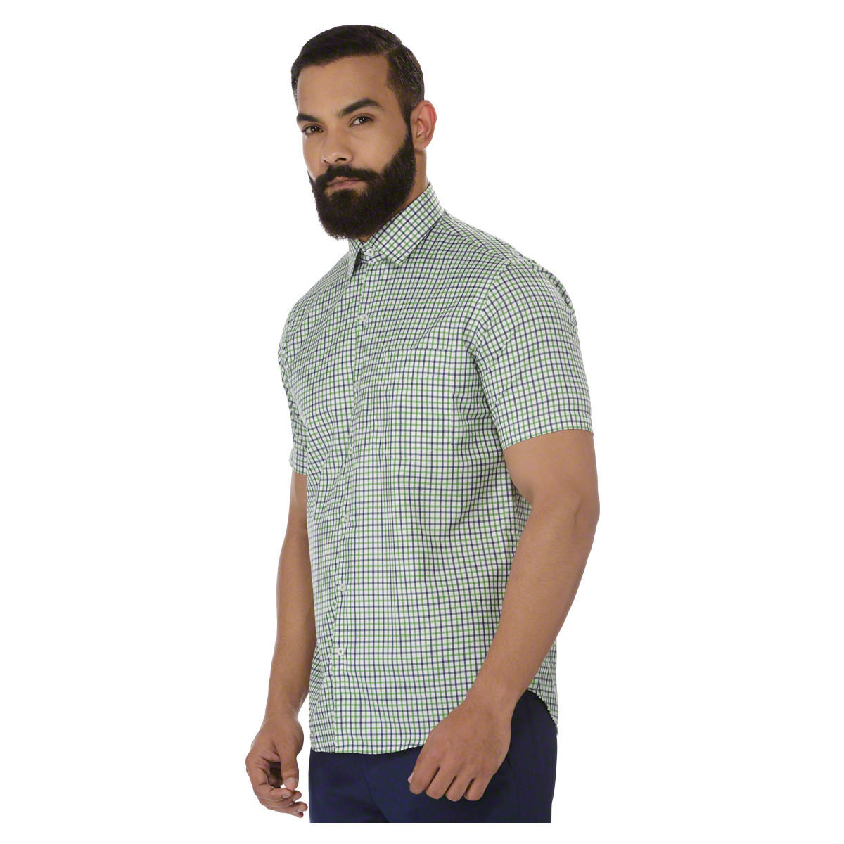 Checkered Short Sleeve Formal Shirt-men-clothing-shirts-image-3