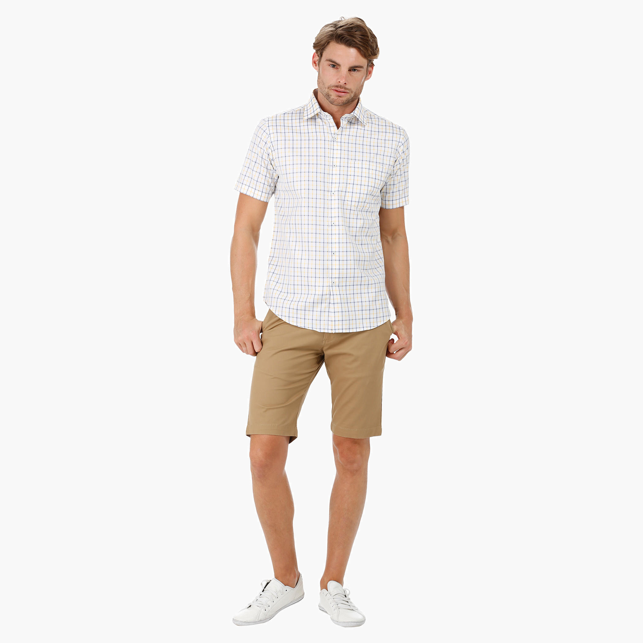 Chequered Shirt with Short Sleeves-men-clothing-shirts-image-1