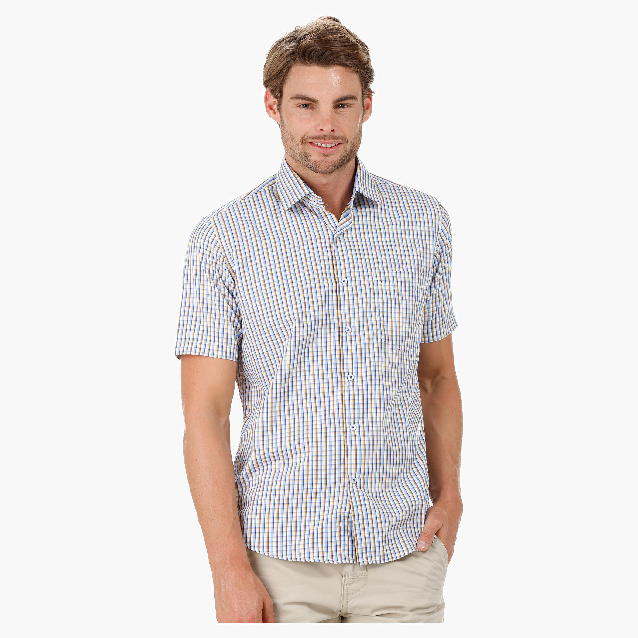 Chequered Shirt with Short Sleeves-men-clothing-shirts-image-1
