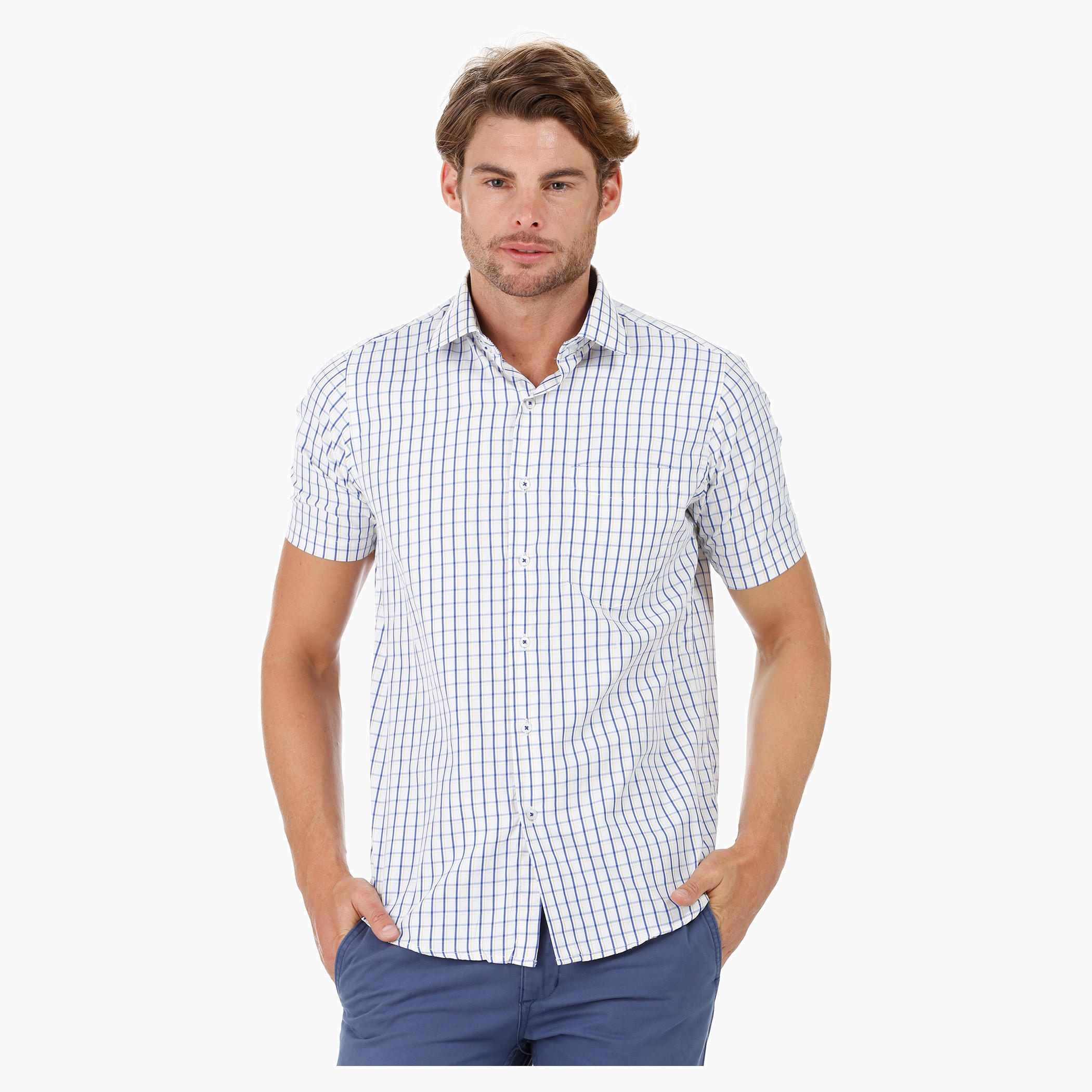Chequered Shirt with Short Sleeves-men-clothing-shirts-image-5