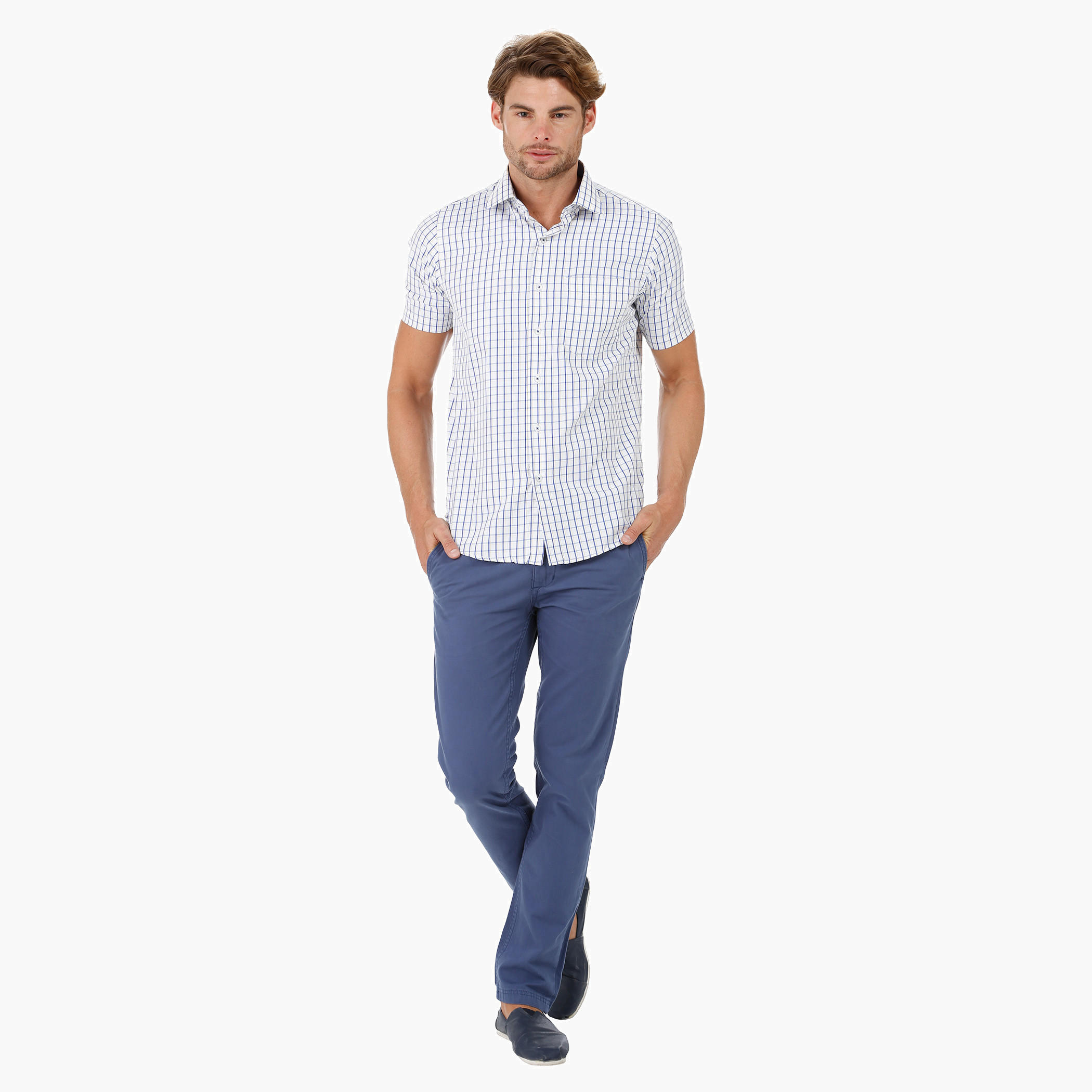 Chequered Shirt with Short Sleeves-men-clothing-shirts-image-1