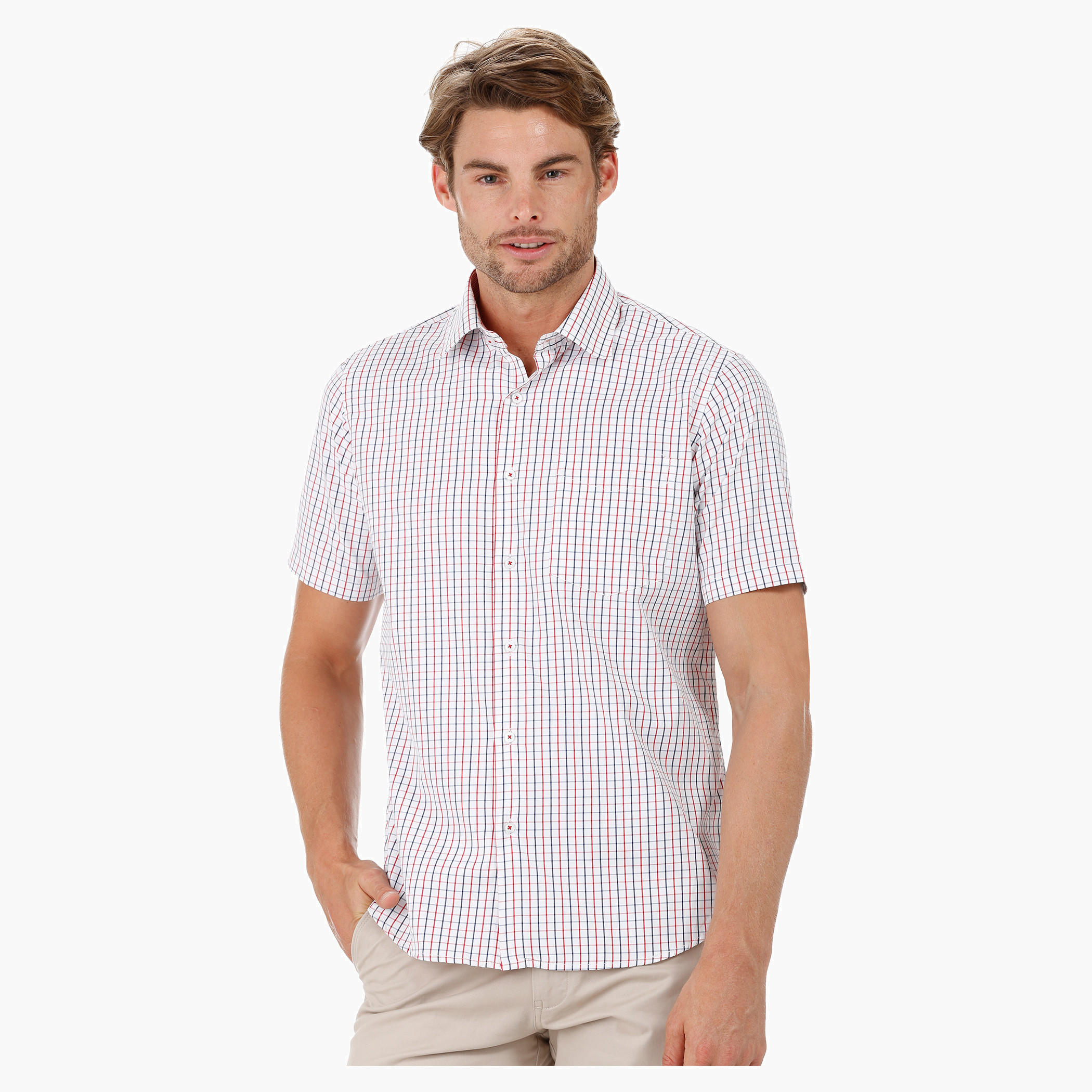 Chequered Shirt with Short Sleeves-men-clothing-shirts-image-1