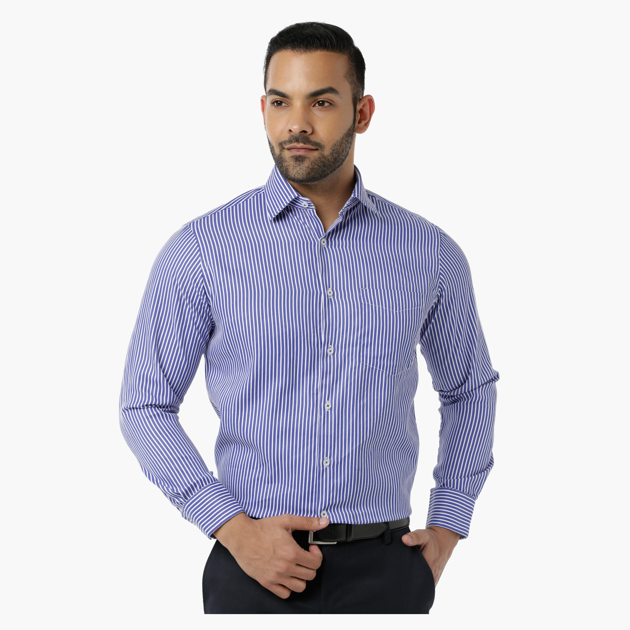 Striped Formal Shirt with Collar Neck in Regular Fit-men-clothing-shirts-image-1