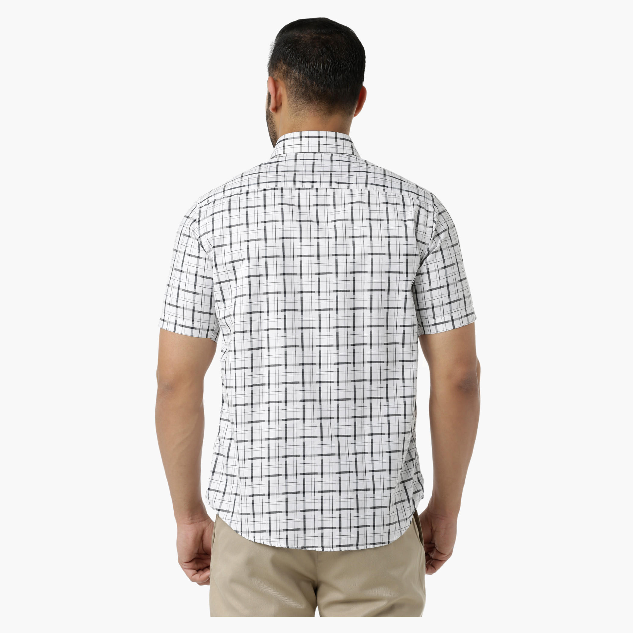 Chequered Casual Shirt with Collar Neck and Short Sleeves in Regular Fit-men-clothing-shirts-image-2